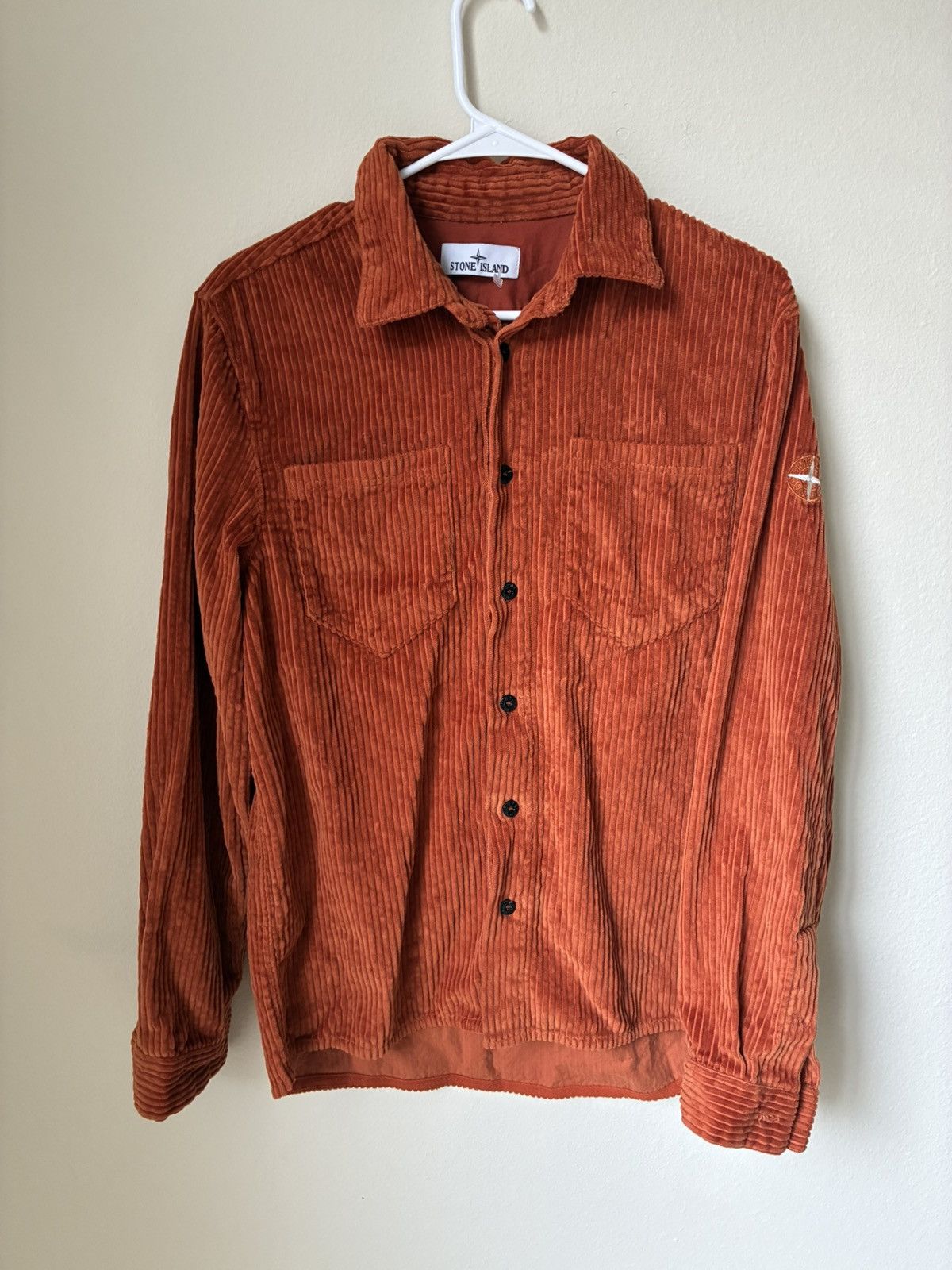 Stone Island citrus orange corduroy flannel