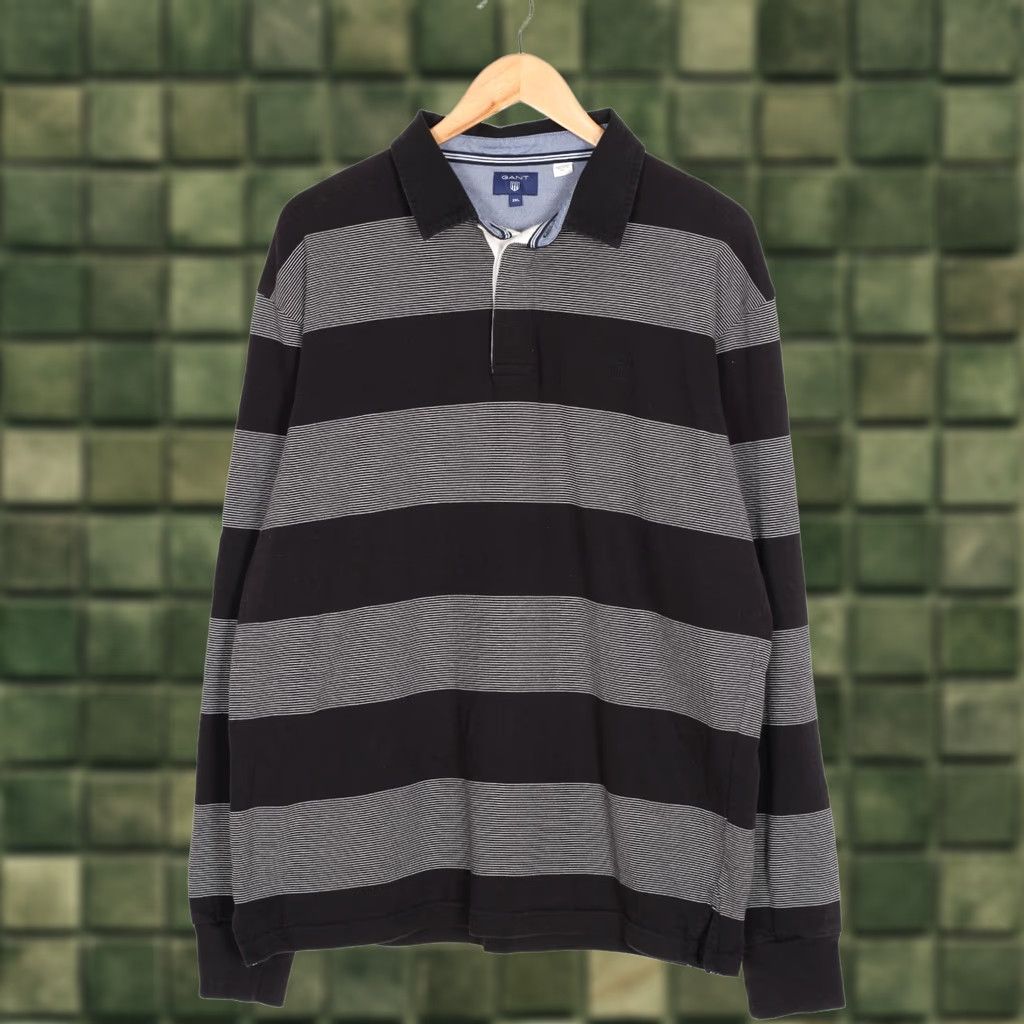 Gant GANT Polo Rugby Shirt Men 2XL Long Sleeve VR3672 Polo Shirt Men's 2XL Long Sleeve Grey/Black Striped Casual Designer Modern Fit Mens Size US XXL / EU 58 / 5 - 1 Thumbnail