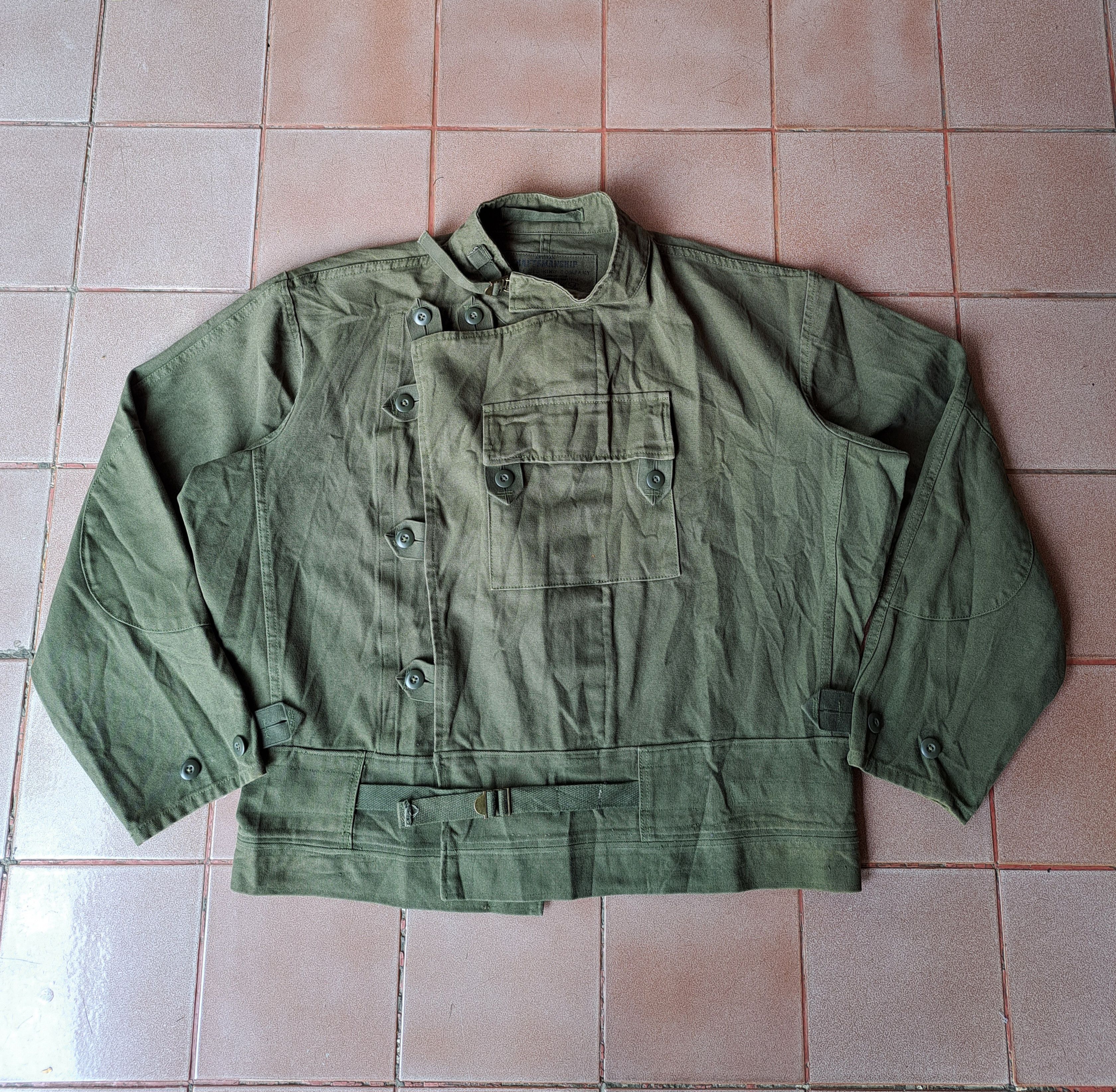 image of Archival Clothing x Military Swedish Army Motorcycle Jacket in Green, Men's (Size 2XL)