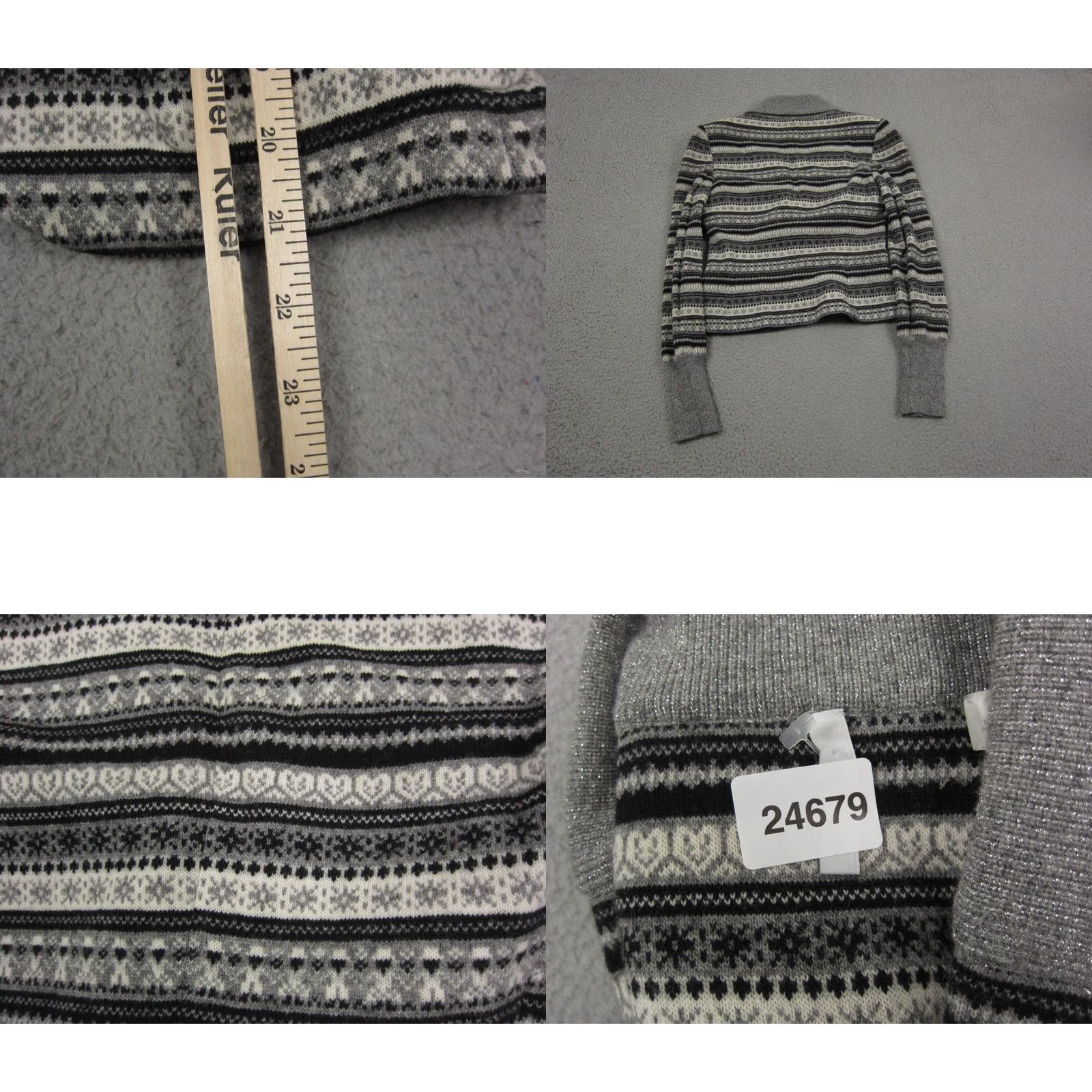 Vintage IISLI Blazer Womens Size 6 Gray White Wool Sweater Cardigan Jacket Casual 80s 90s Size M / US 6-8 / IT 42-44 - 9 Thumbnail