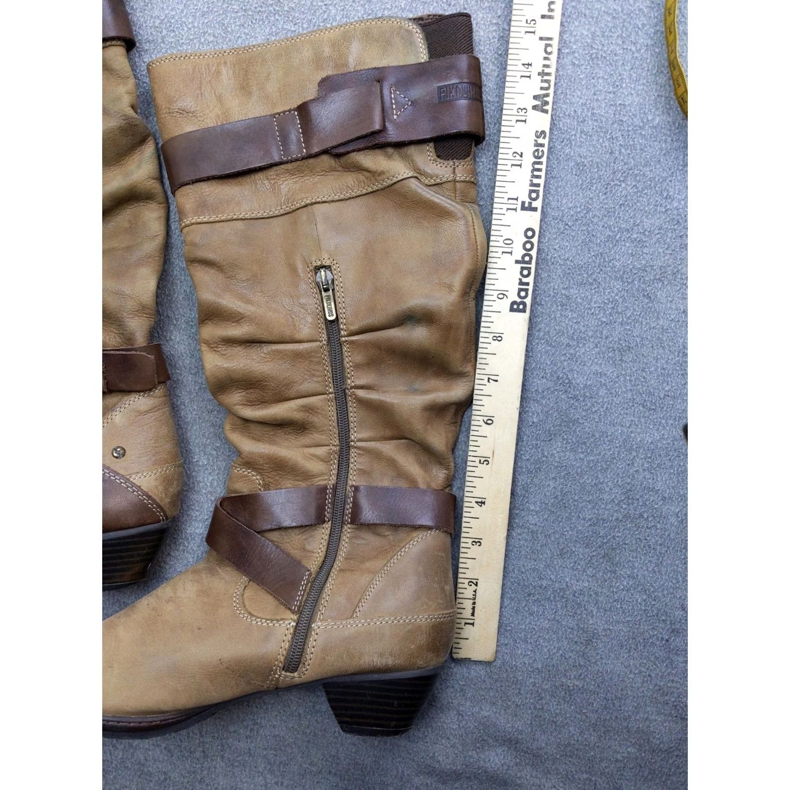 Vintage Pikolinos Boots Womens Size 9 Brown Leather Tall Slouch Buckle Zip Riding Boot Size US 10 / IT 40 - 3 Thumbnail