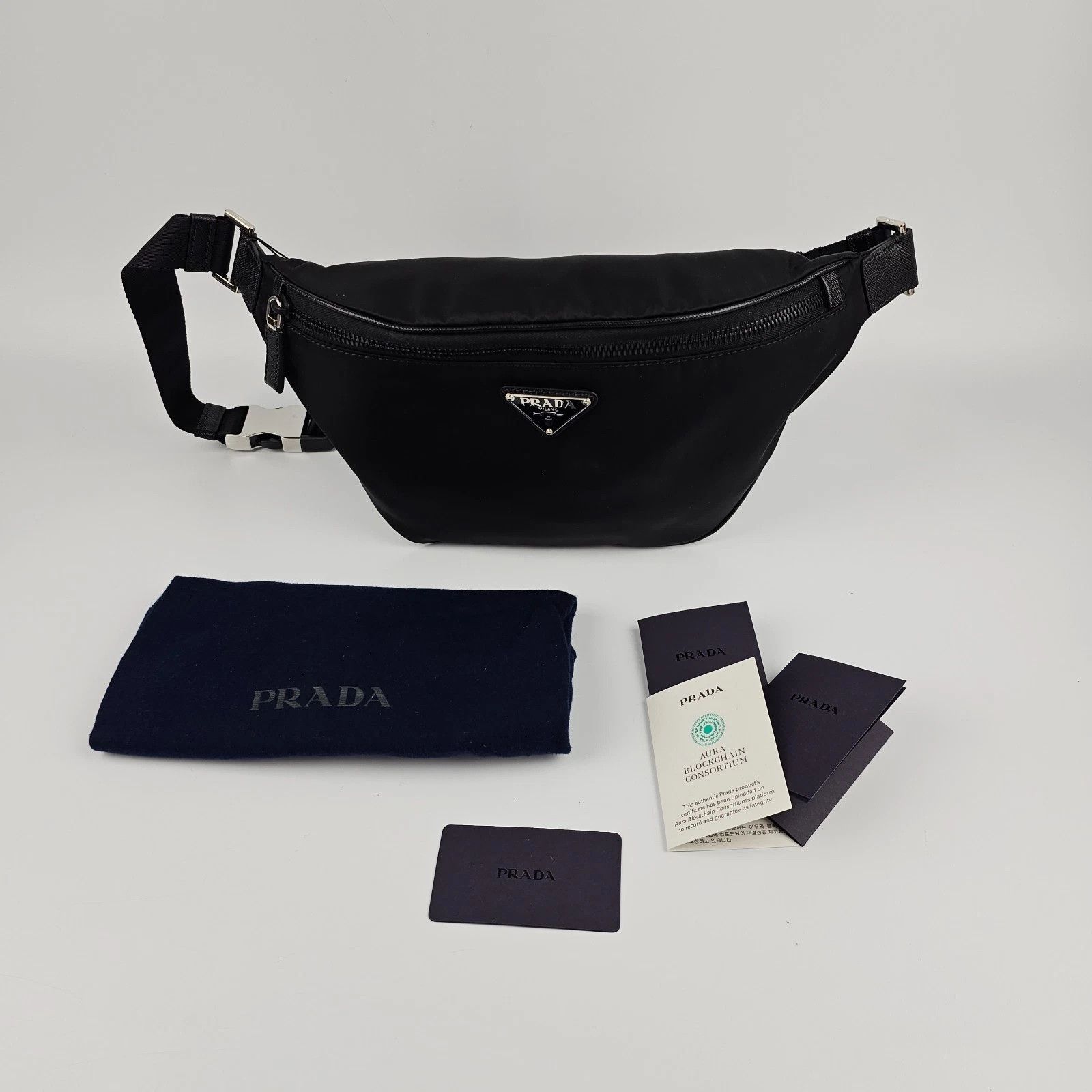 Prada PRADA Re-Nylon Saffiano Leather Black Belt Bag Size ONE SIZE - 7 Thumbnail