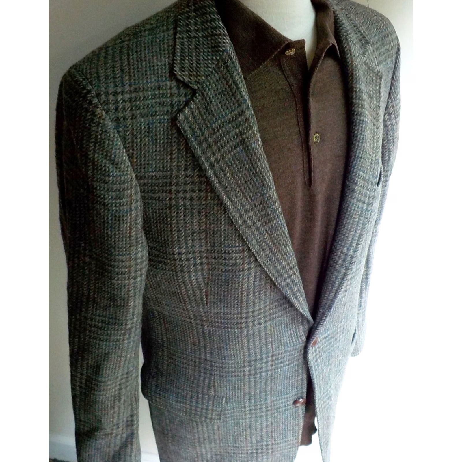 Brooks Brothers Brooks Brothers 2 Button Blazer 41L Wool Tweed Gray Black Maroon Blue Wool Blazer Mens Size 42R - 3 Thumbnail