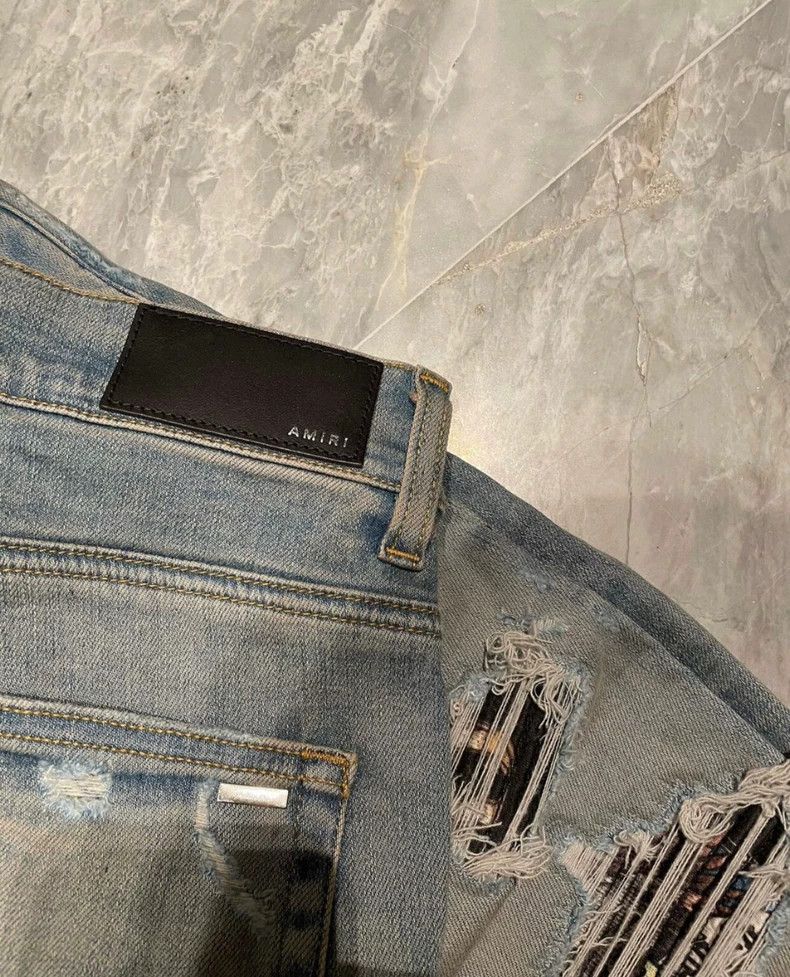 Amiri Amiri badge spliced blue denim pants Size US 32 / EU 48 - 3 Thumbnail