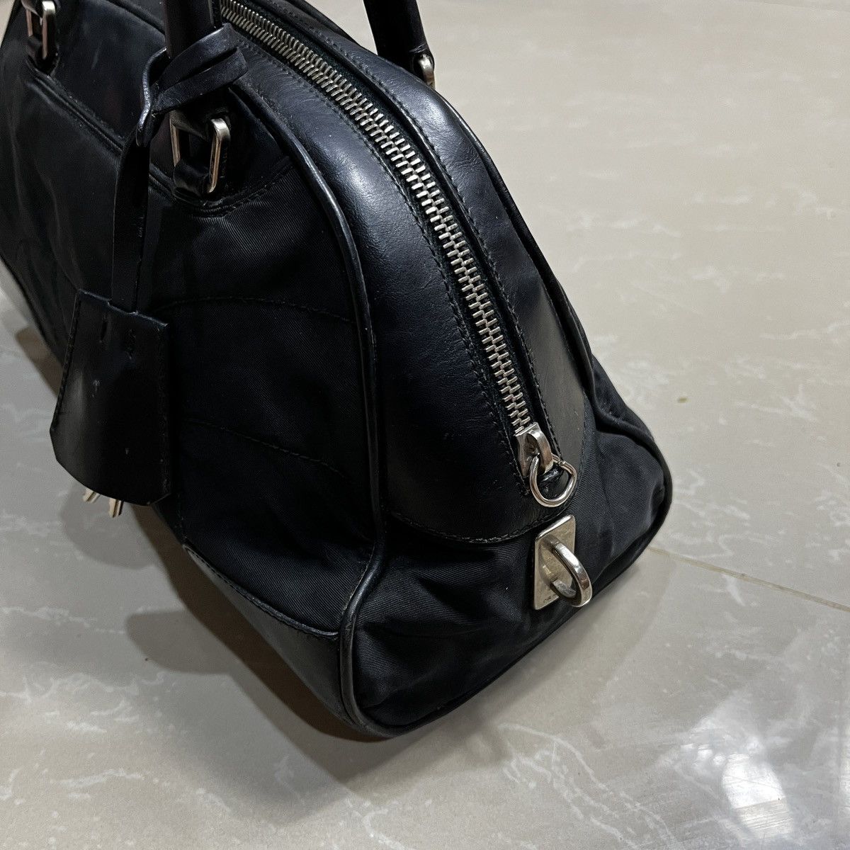 Prada Prada Black Vitello Trimmed Tessuto Bowling Bag Size ONE SIZE - 5 Thumbnail
