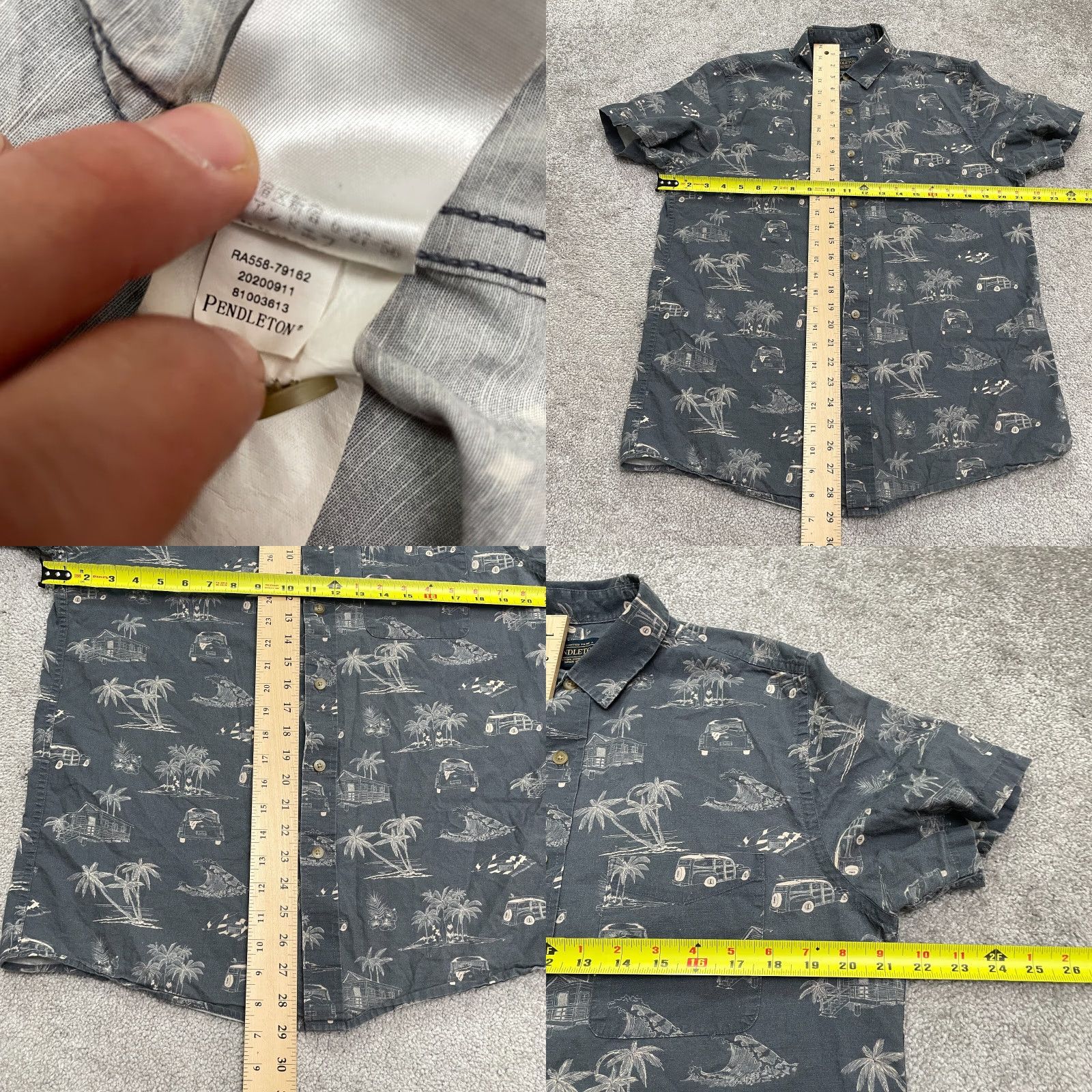 Pendleton VINTAGE Pendleton Men's Short Sleeve Button-Down Shirt Casual Travel Beach Cotton Blue Gray Size US M / EU 48-50 / 2 - 8 Thumbnail