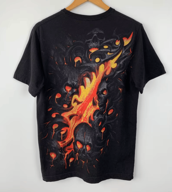 16 Y2K Gothic Dark Style Burning Skull T Shirt