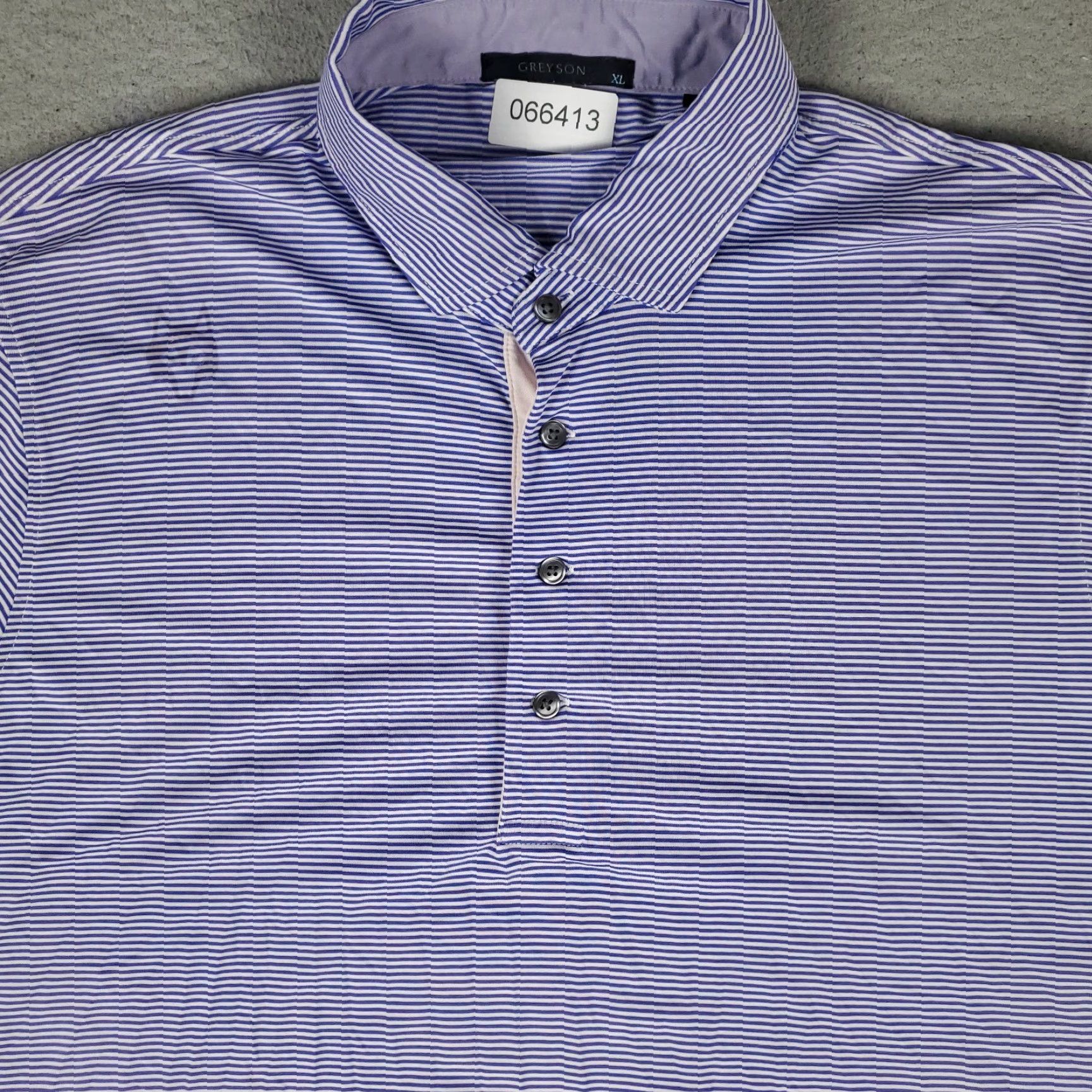 Vintage Greyson Polo Shirt Mens XL Blue Striped Wolf Golf Short Sleeve Polo Size US XL / EU 56 / 4 - 2 Thumbnail