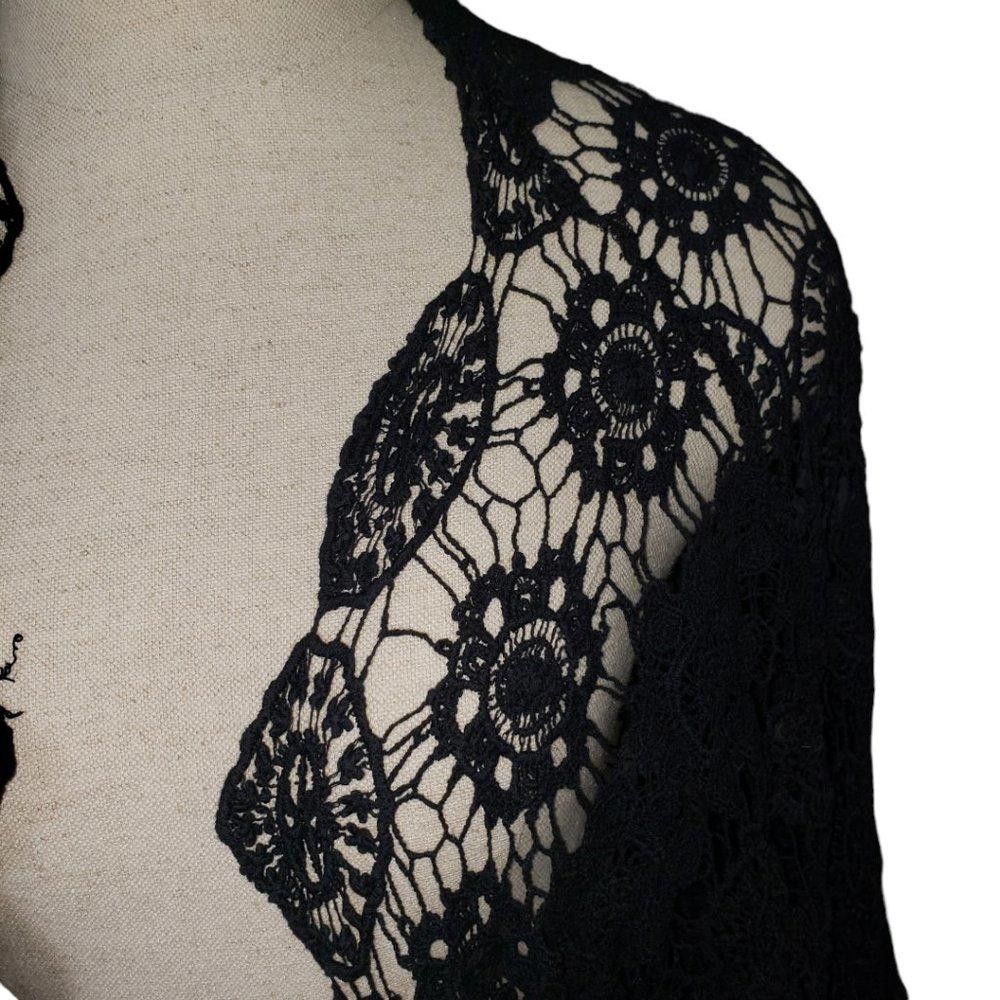 Designer CT332 Mossimo Black Applique Lace Open Cardigan S Size S / US 4 / IT 40 - 3 Thumbnail