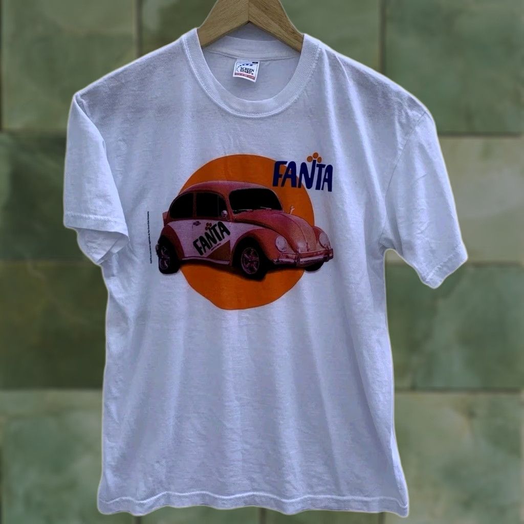 Vintage VINTAGE Fanta VW Beetle T-Shirt Medium White Screen Stars Mens Shirt M White Stars 90s Coca-Cola Promo Size US M / EU 48-50 / 2 - 1 Thumbnail