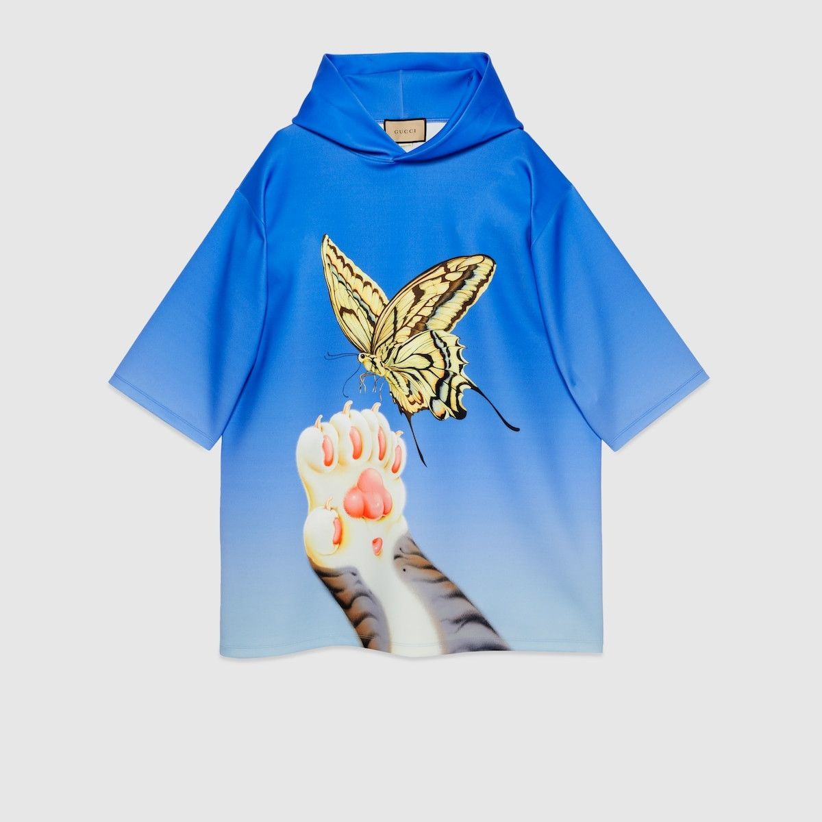 o1loc1c0925 Neoprene Hooded Sweatshirt in Blue