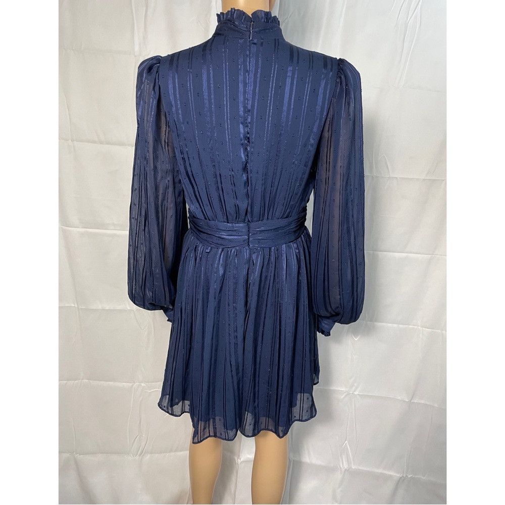 Other AQUA Mock Neck Semi Sheer Blue Dress Size M Size M / US 6-8 / IT 42-44 - 4 Thumbnail