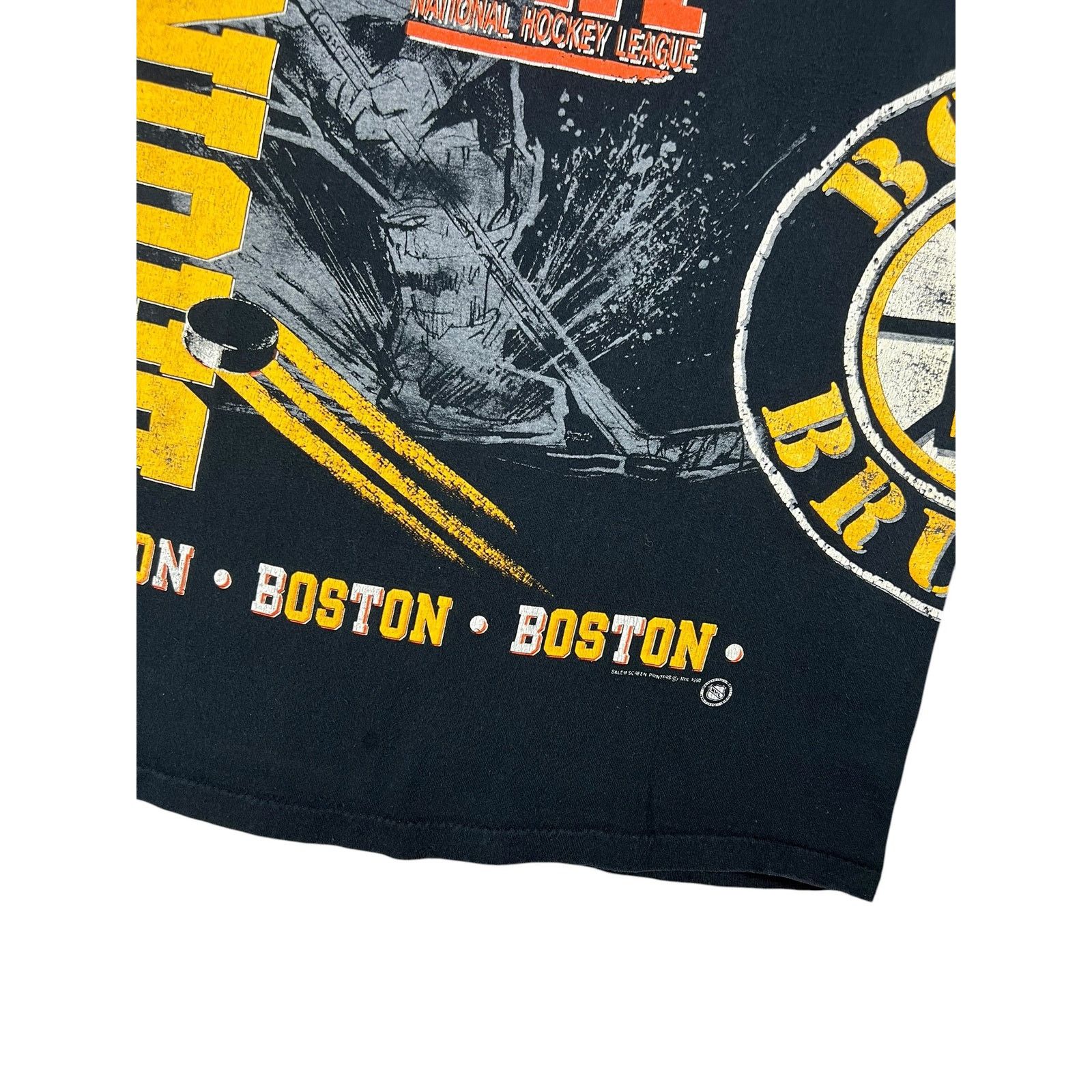 NHL × Salem Sportswear × Vintage Vintage 1990 Salem Sports Boston Bruins Fire on Ice AOP tee Size US XL / EU 56 / 4 - 3 Thumbnail