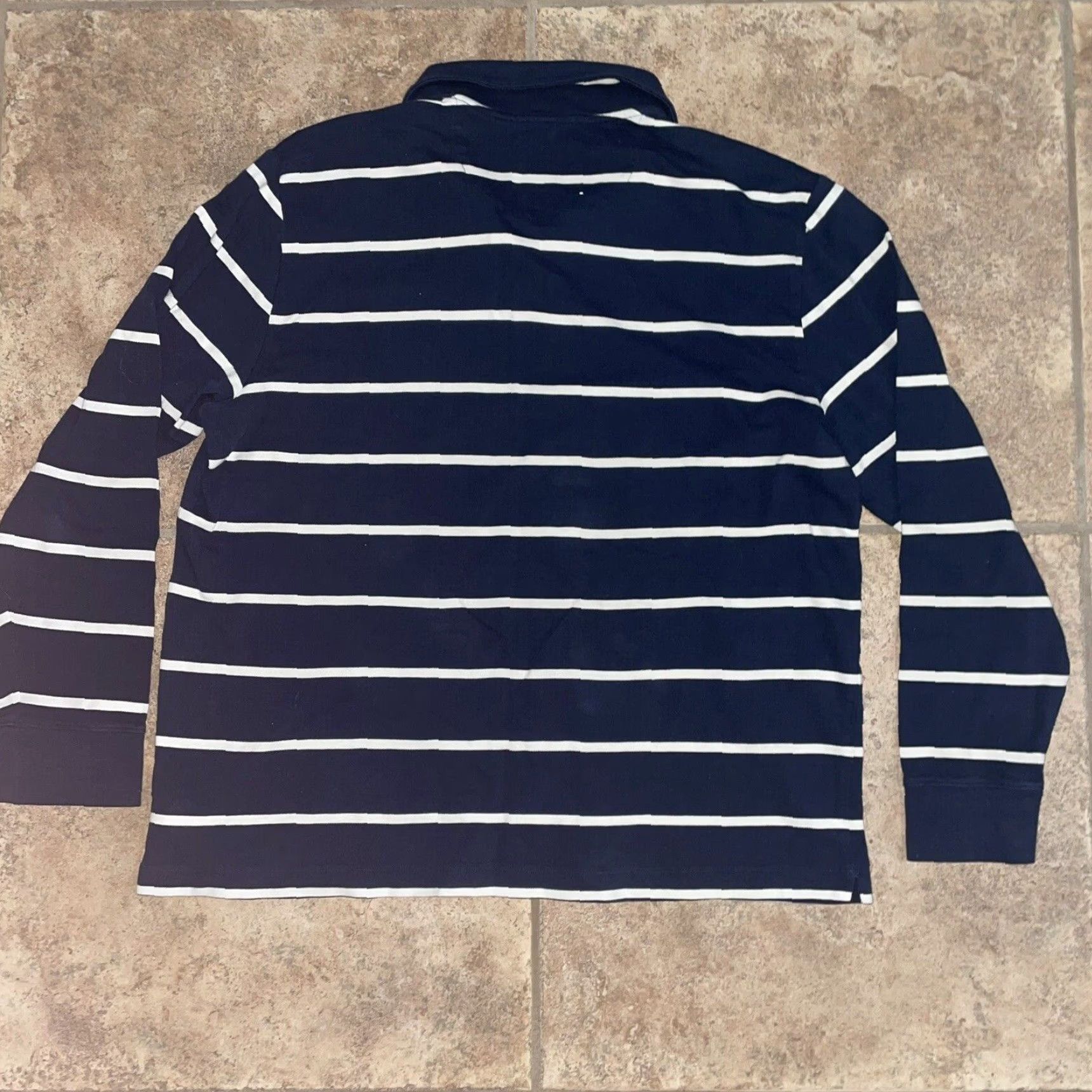 UNTUCKit UNTUCKit Long Sleeve Striped Polo Shirt Made In Peru XL Blue Cotton Men Polo Shirt XL Blue Stripe Regular Sleeve Patttern? Size US XL / EU 56 / 4 - 5 Thumbnail