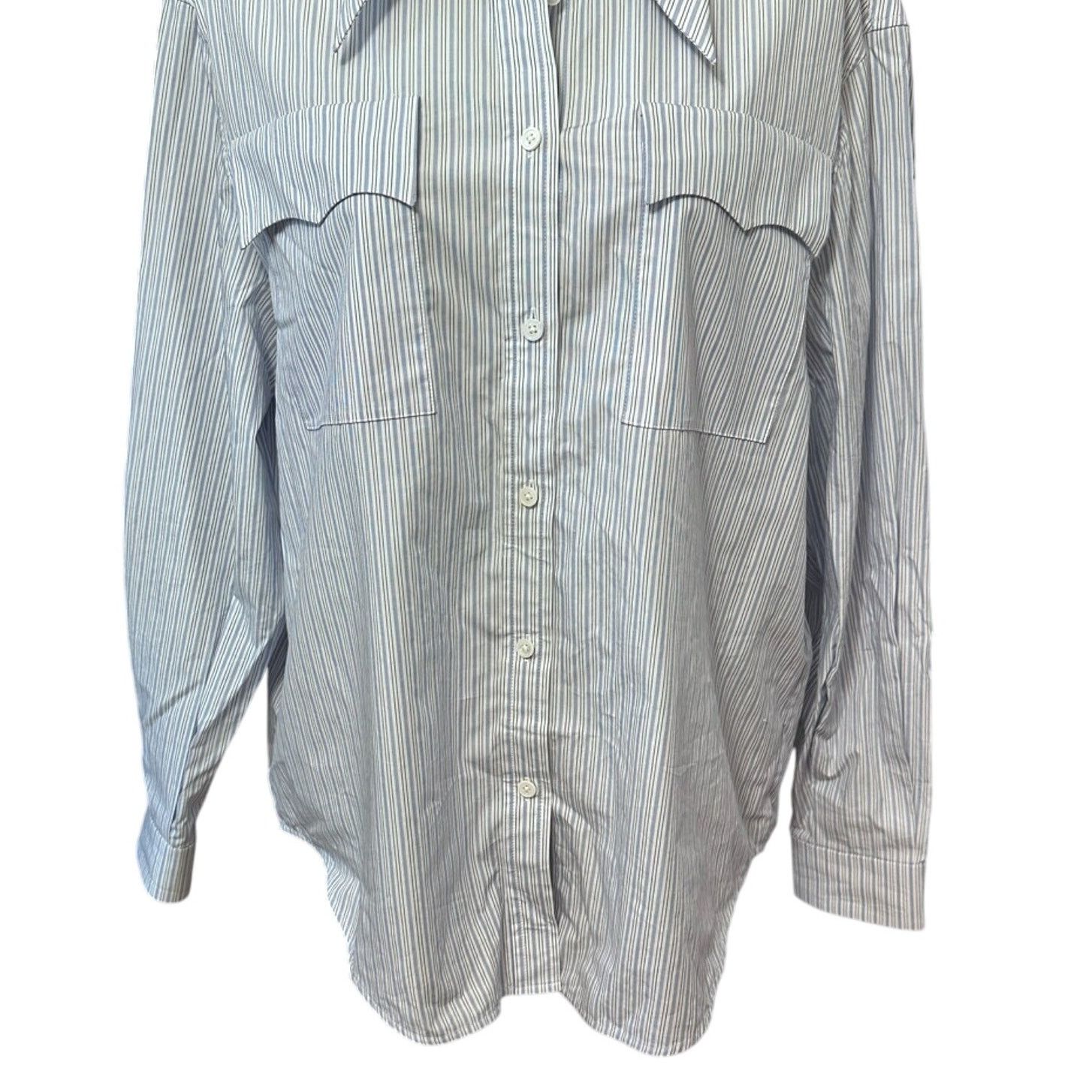 Other Nancyavally Women Button Up Shirt Blue Striped Long Sleeve S Size S / US 4 / IT 40 - 3 Thumbnail