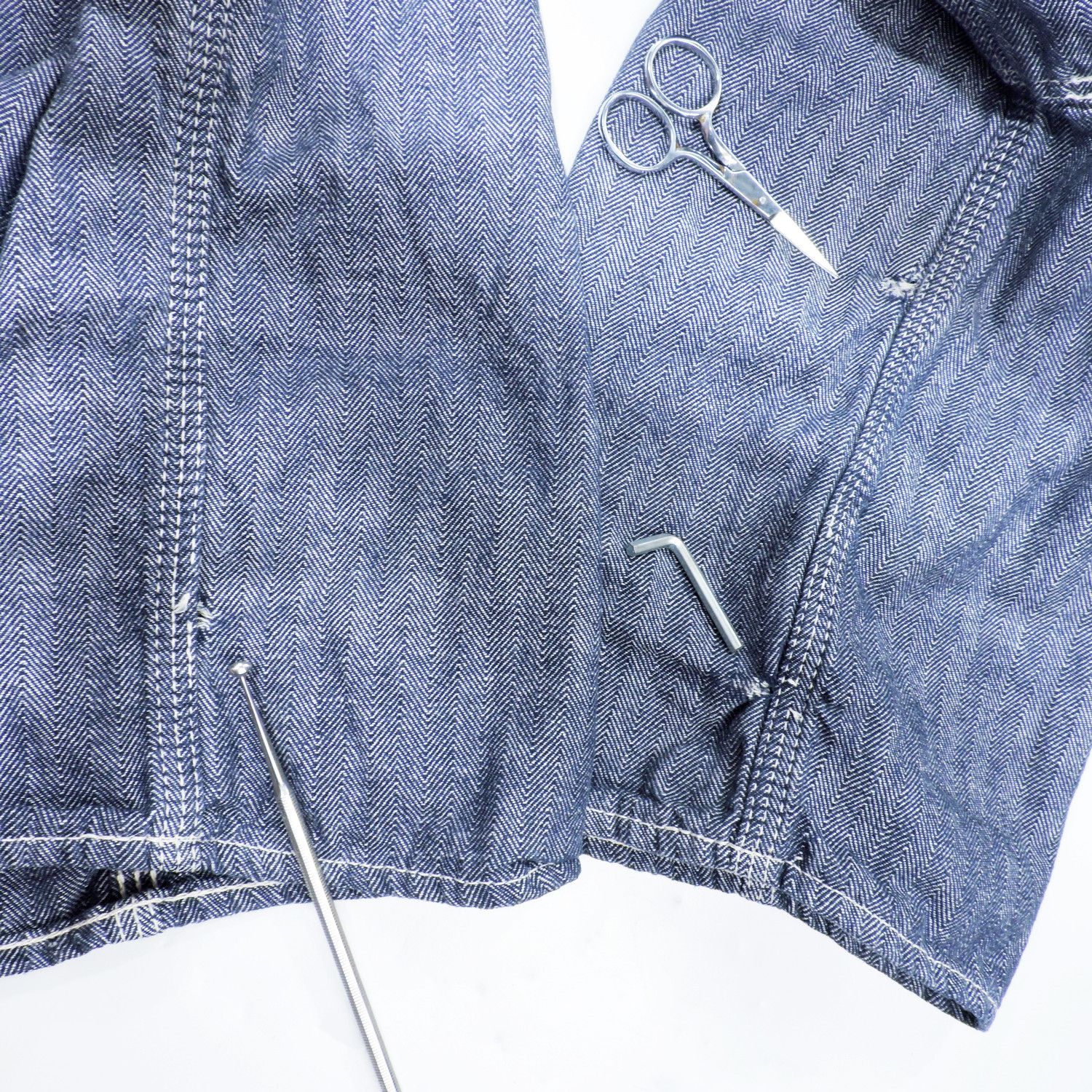 The Real McCoy's 8HU LOT 724 DOUBLE KNEE HERRINGBONE LIGHT CHAMBRAY TROUSERS Size US 32 / EU 48 - 24 Thumbnail