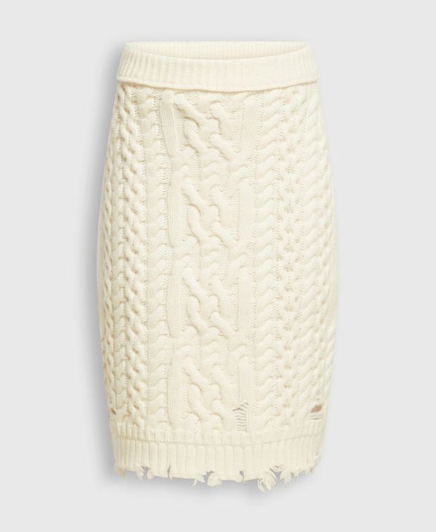 Wool Skirt in Beige, Women's (Size 27)