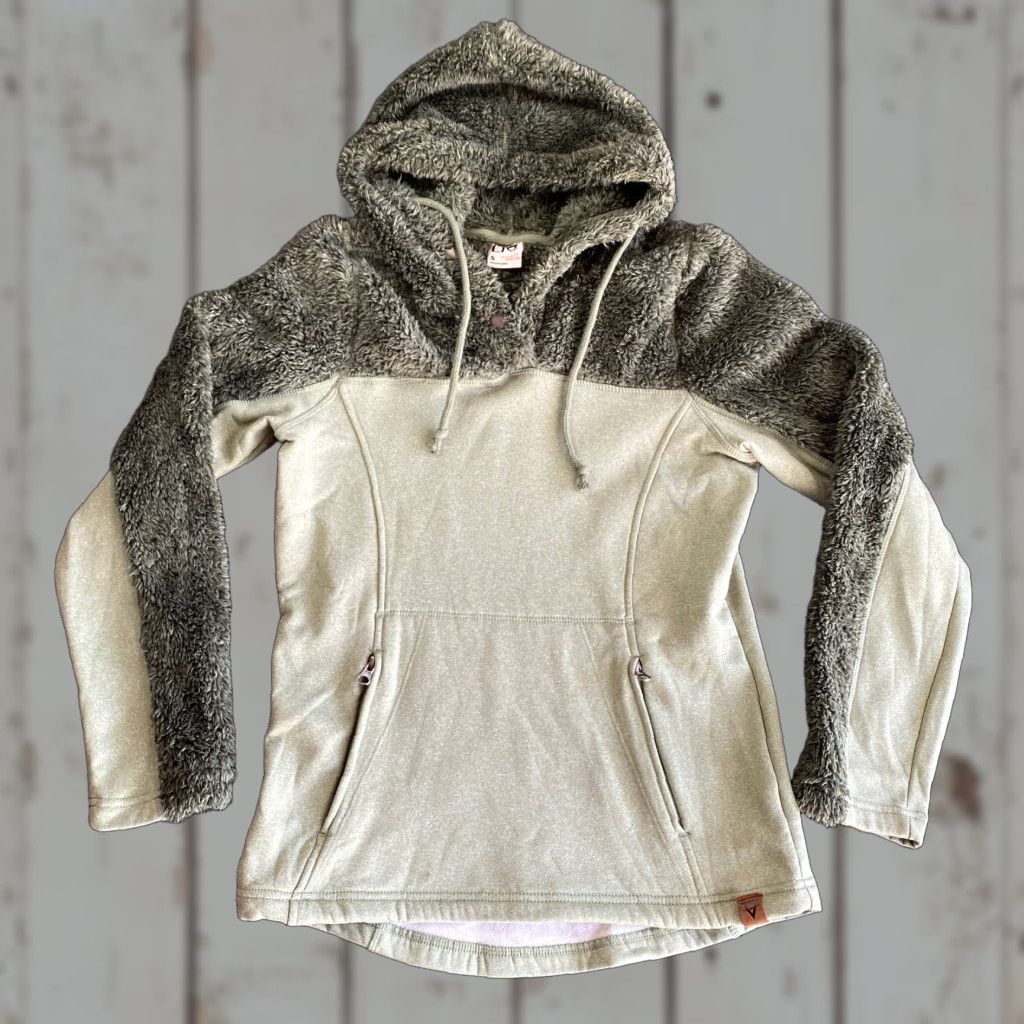 LIV Outdoor VINTAGE Women’s Liv Outdoor Hoodie Sweater Green Sherpa Soft Button Collar Small Size S / US 4 / IT 40 - 1 Thumbnail