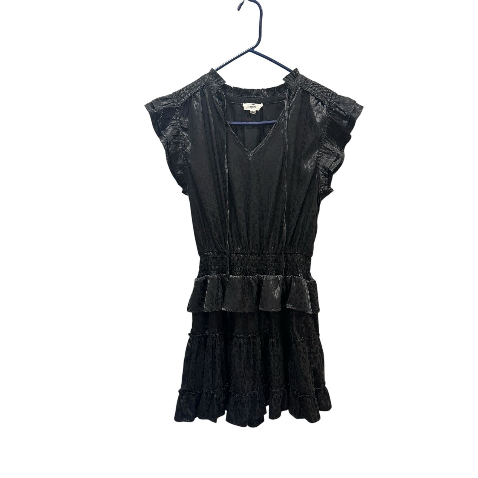 Other Entro Cheetah Print Short Sleeve Ruffled Tiered V-Neck Dress Size M / US 6-8 / IT 42-44 - 2 Thumbnail