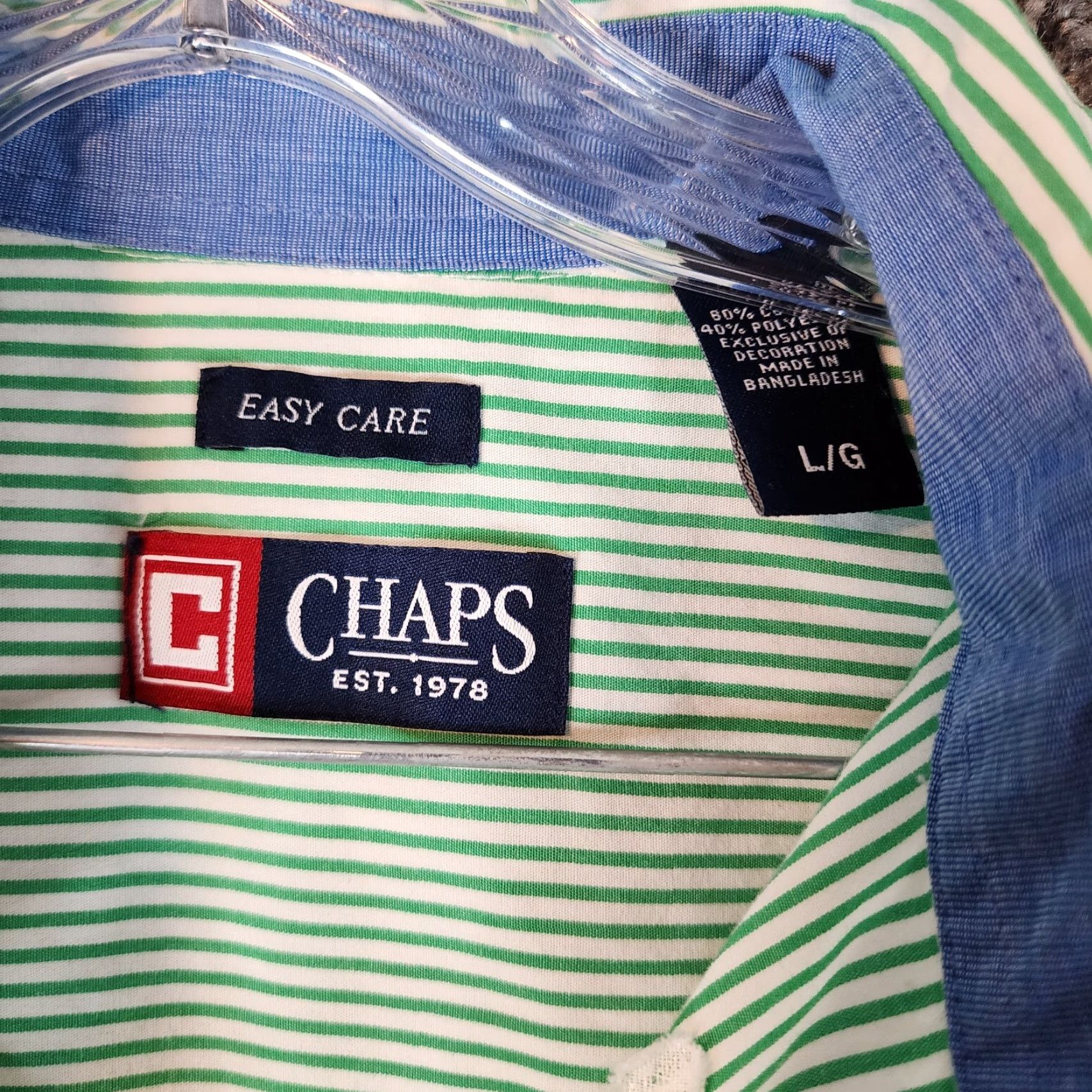 Chaps Chaps Shirt Size L Green Striped Long Sleeve Button-Up Mens Size US L / EU 52-54 / 3 - 4 Thumbnail