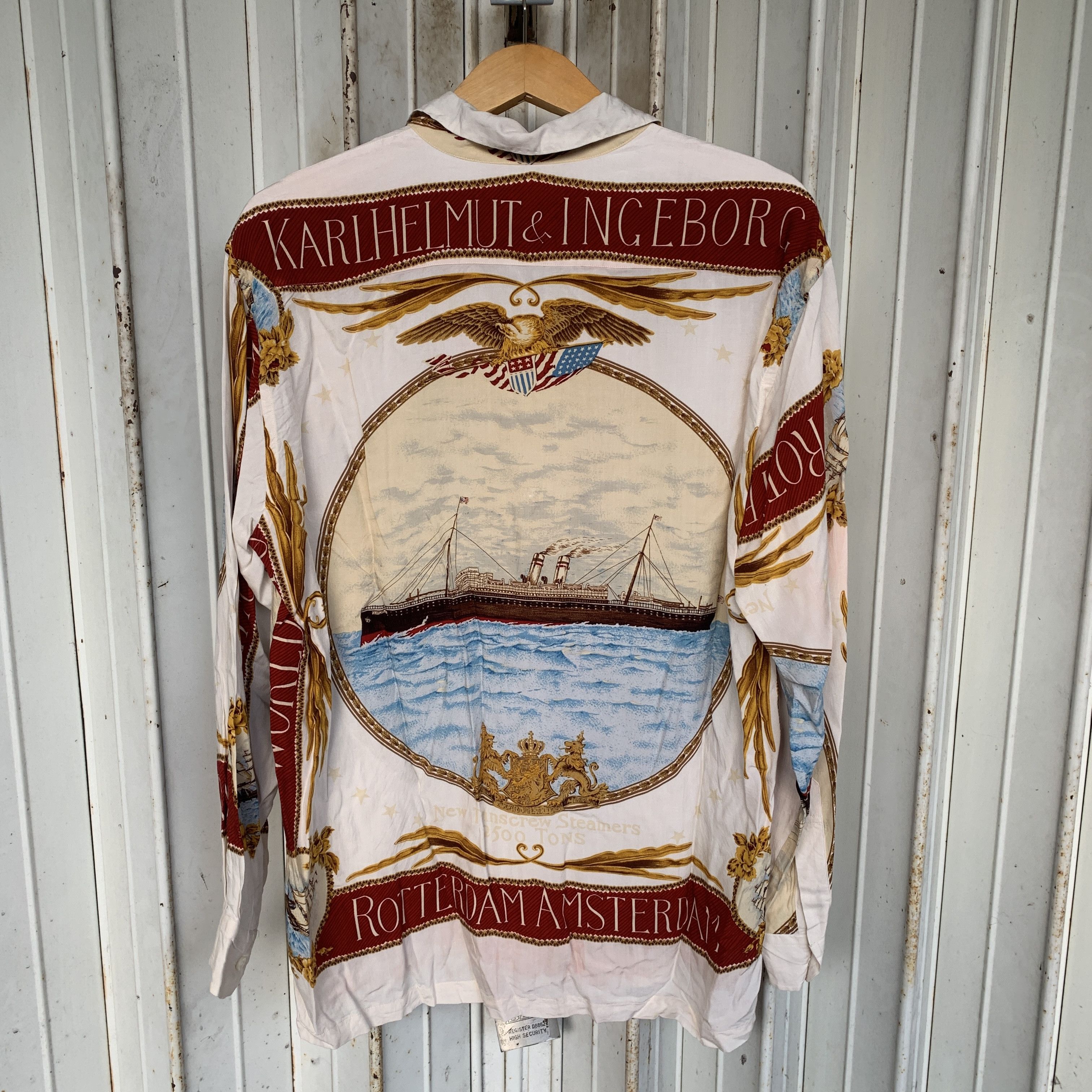 Japanese Brand Karl Helmut All Over Print Silk Button Long Sleeve Shirt Size US L / EU 52-54 / 3 - 4 Thumbnail
