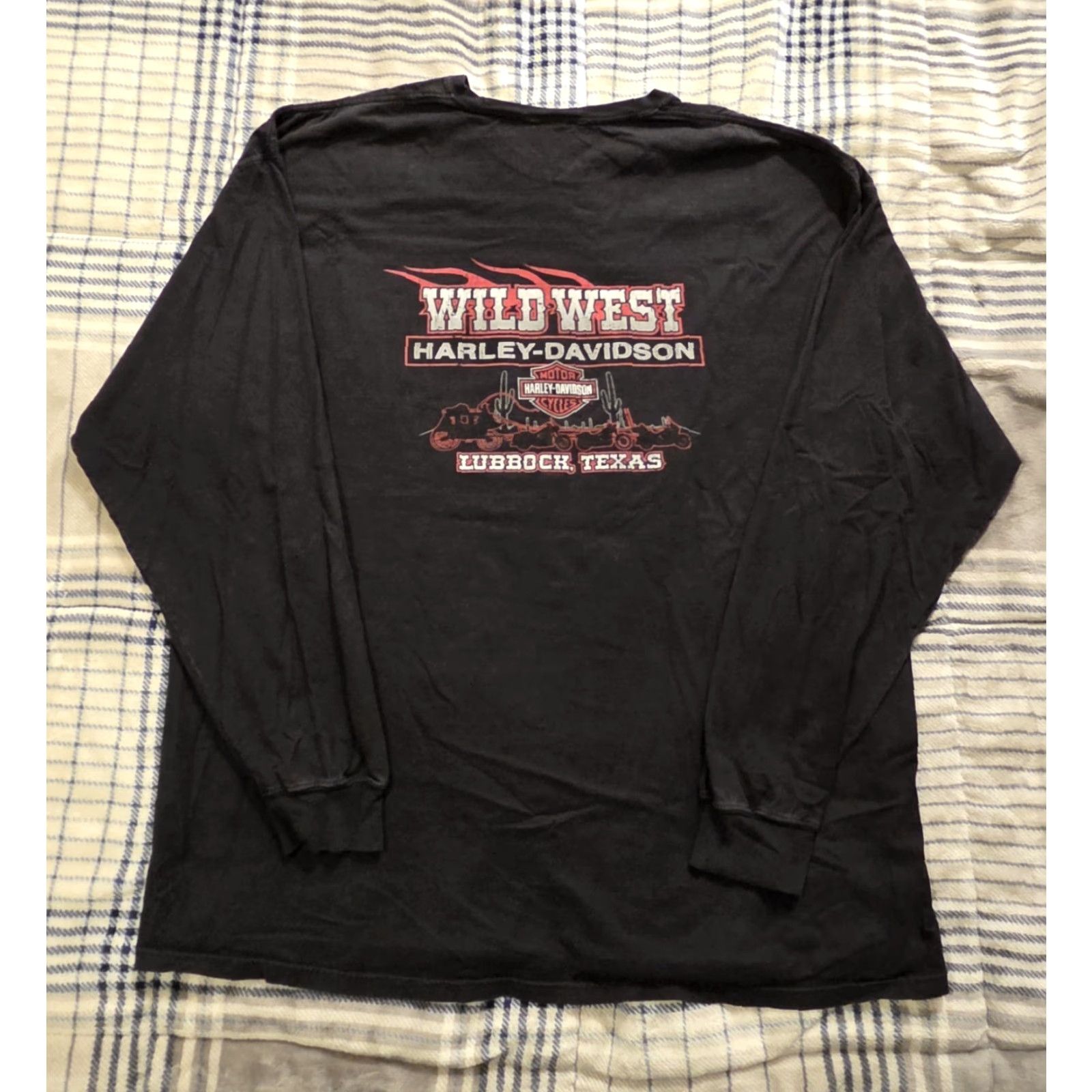 Harley Davidson Harley-Davidson T-Shirt Black 3XL Long Sleeve Graphic Double-Sided Mens Cotton Motorcycle Biker 90s? Wait no. Size US XXL / EU 58 / 5 - 2 Thumbnail