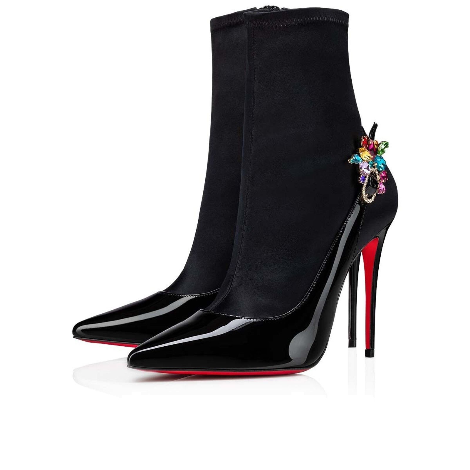 Christian Louboutin Christian Louboutin Jessie Booty Joli 100 Black Patent Satin Size US 8 / IT 38 - 1 Thumbnail