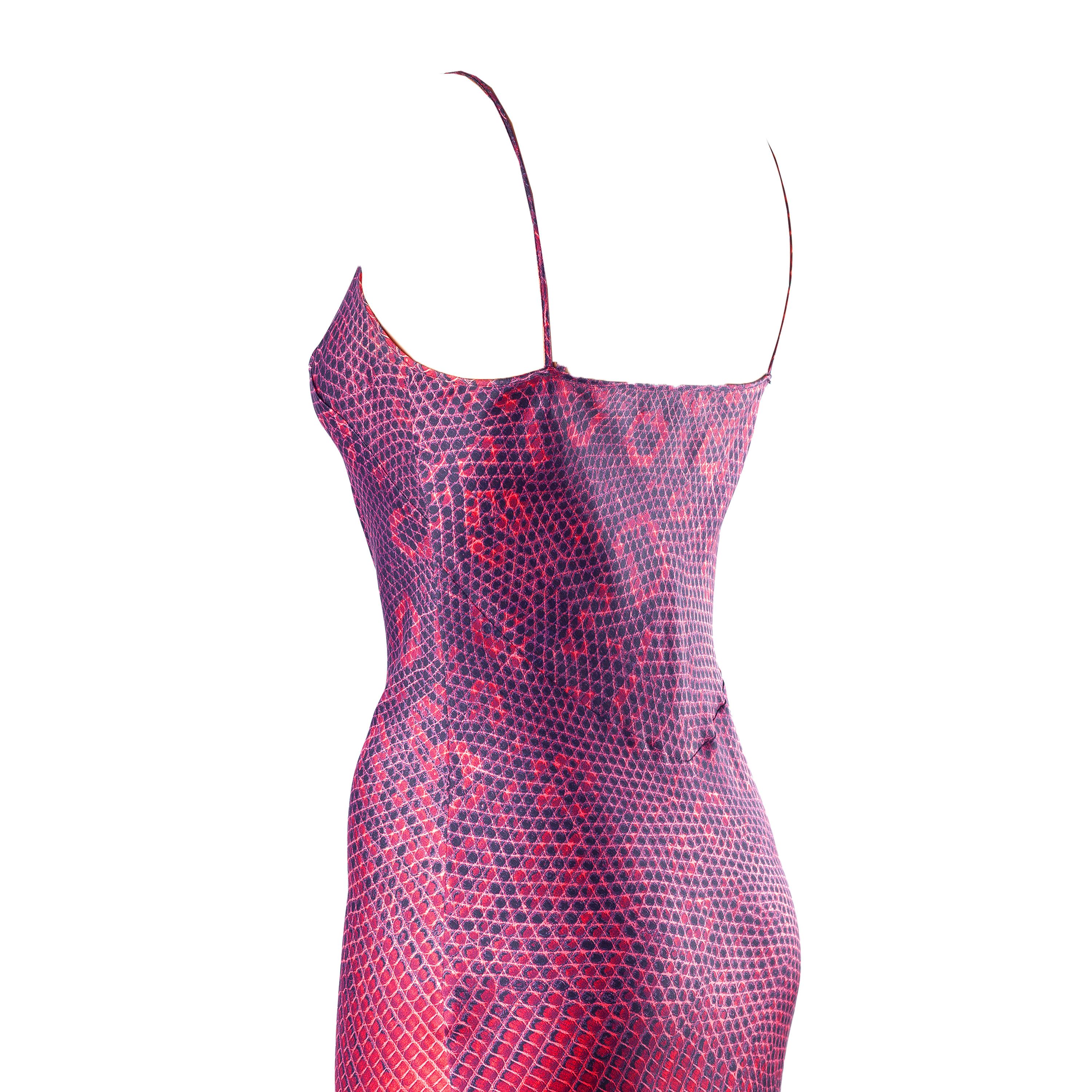 Just Cavalli × Roberto Cavalli Roberto Cavalli SS 2001 Vintage Snake Print Silk Dress (M) Size M / US 6-8 / IT 42-44 - 3 Thumbnail