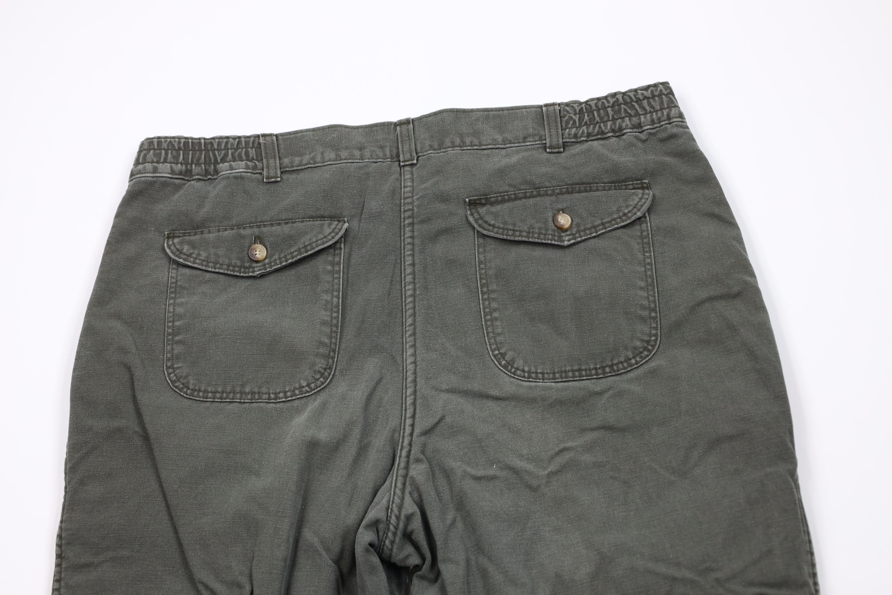 L.L. Bean Vtg 90s LL Bean Lined Canvas Wide Leg Pants Green USA Size US 36 / EU 52 - 10 Thumbnail