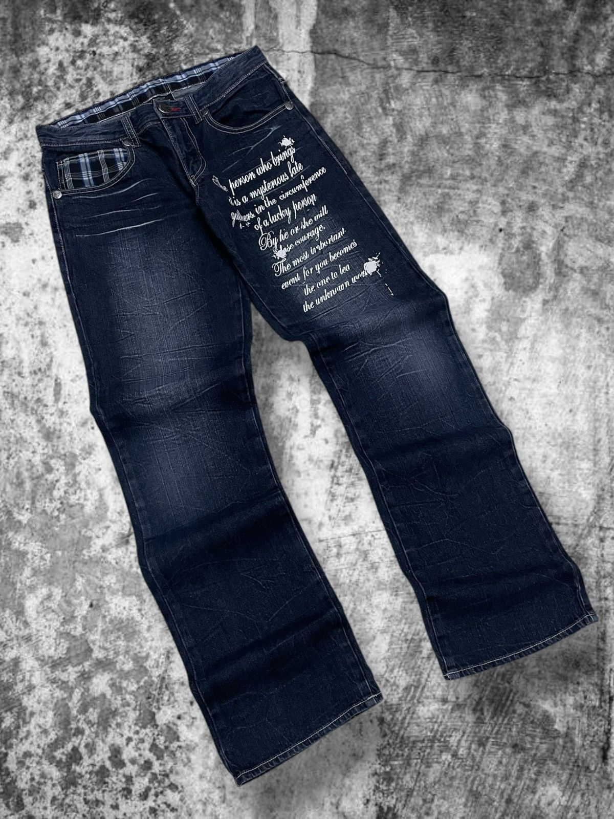 Japanese Brand Vintage 90’s Japan Designer Double Focus ‘Poetry’ Denim Size US 29 - 2 Thumbnail
