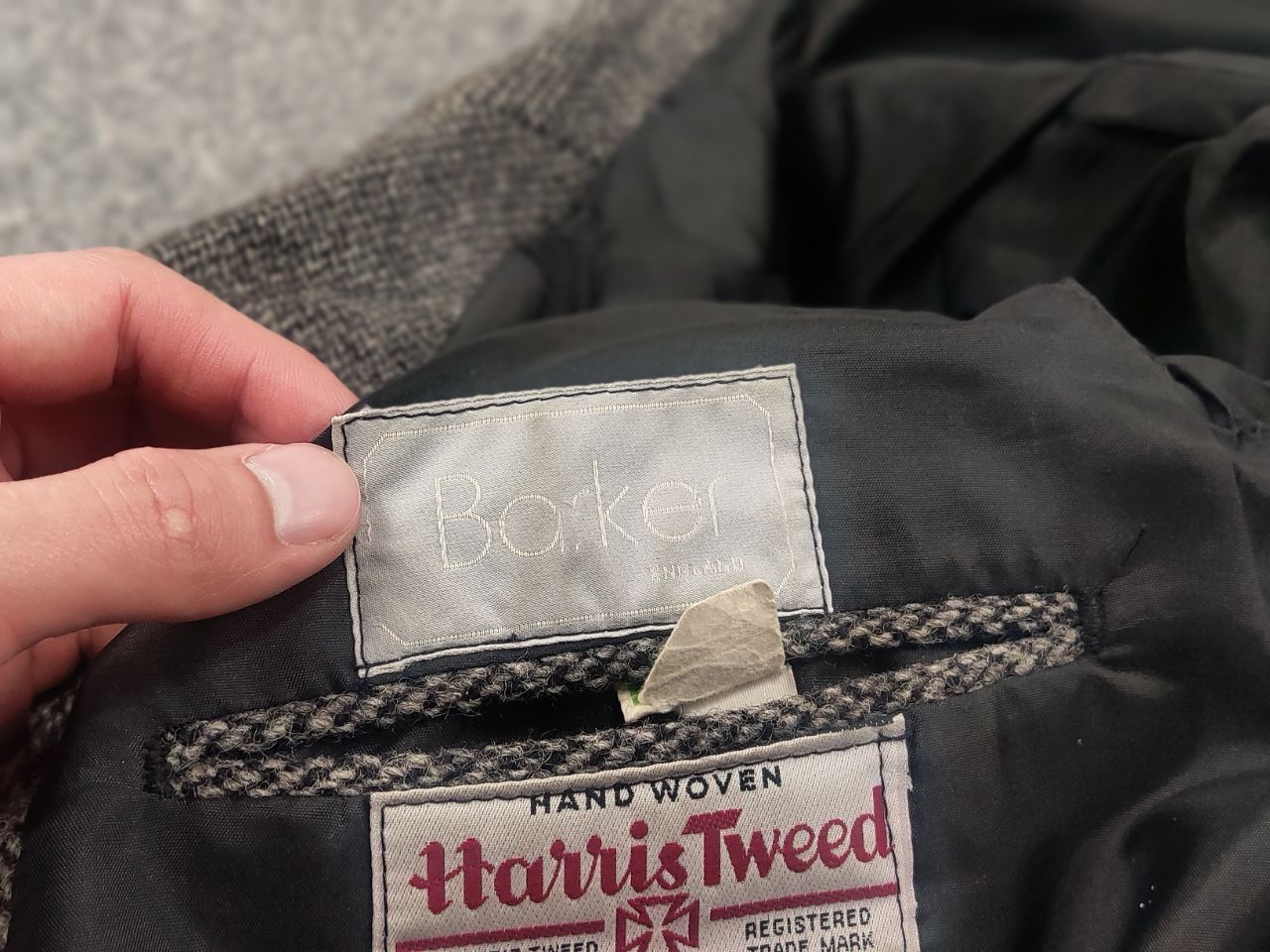 Harris Tweed Vintage 80's Harris Tweed Gray Wool herringbone Coat Jacket Size US L / EU 52-54 / 3 - 17 Thumbnail