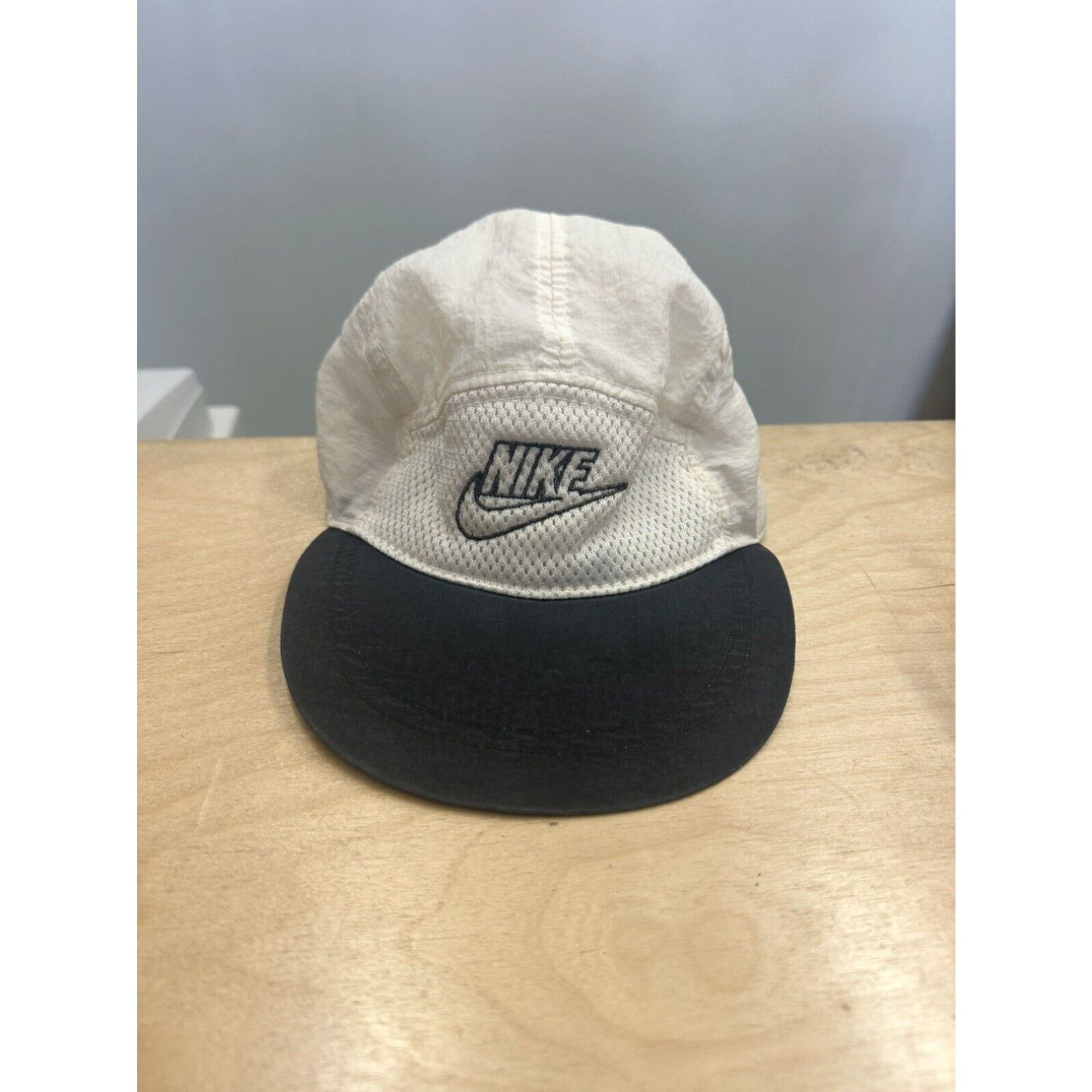 image of Vintage 90's Nike 5-Panel Hat Cap Agassi Running Swoosh in White, Men's