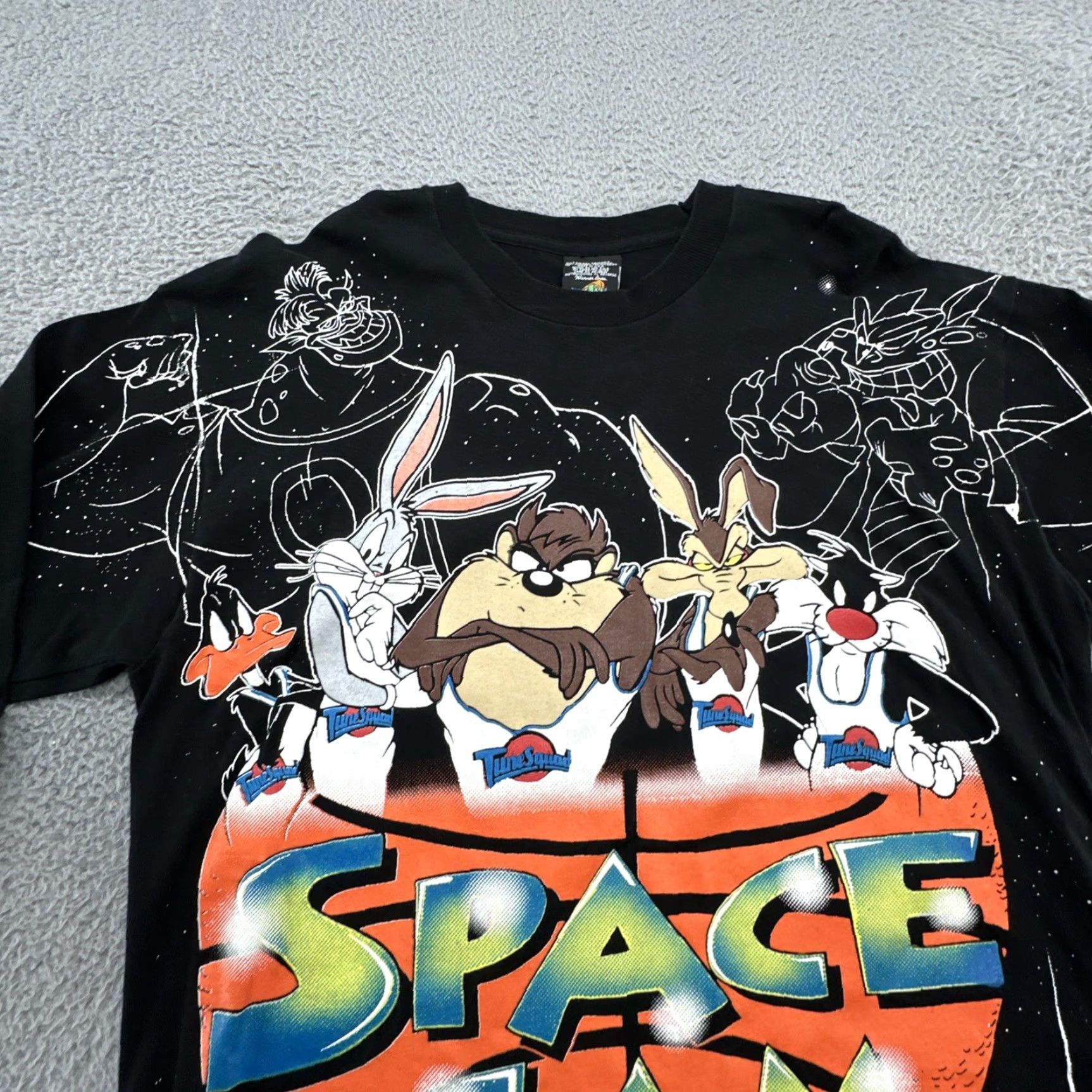 Vintage VTG Space Jam T-Shirt Long Sleeve Men L Black Cartoon Movie 1996 90s Slim Fit? Size US L / EU 52-54 / 3 - 5 Thumbnail