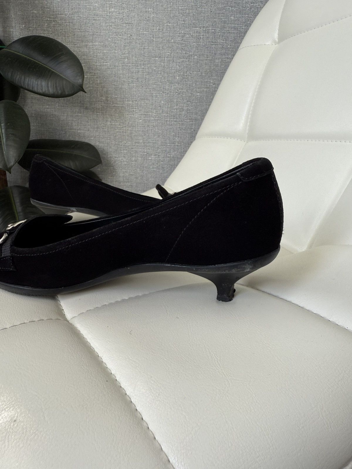Prada Prada Kitten Heel Pumps Silver Buckle Black Suede Flats Size US 6.5 / IT 36.5 - 12 Thumbnail