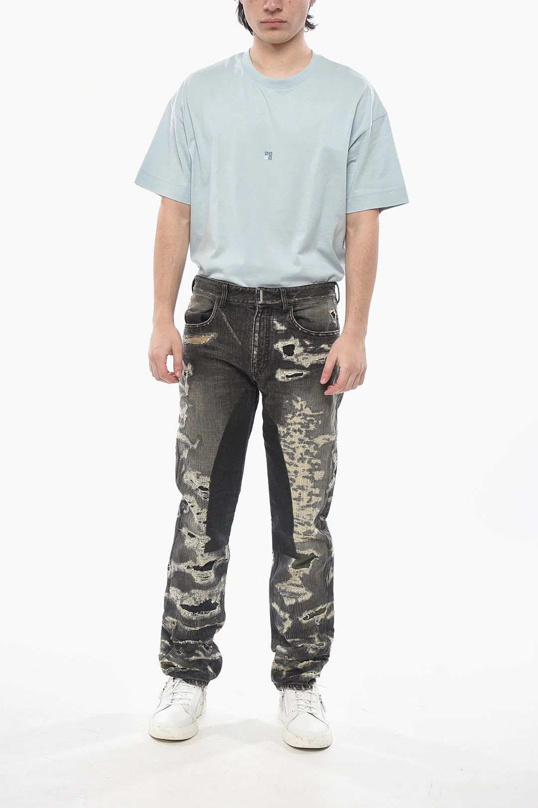 Givenchy og1mm0326 Distressed Regular Fit Jeans in Grey Size US 33 - 4 Thumbnail