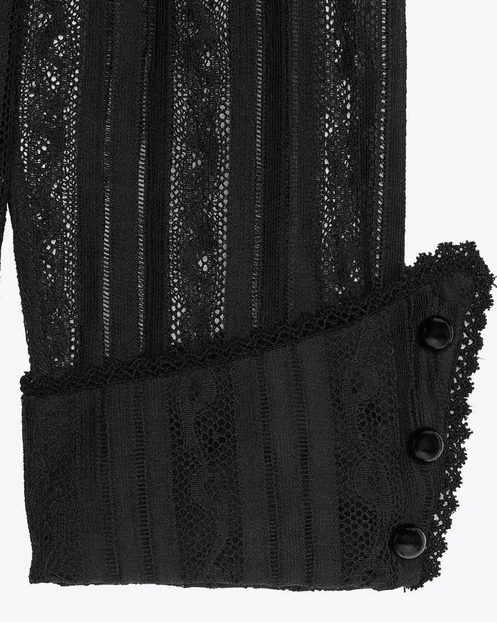 Saint Laurent Paris o1bcso1str0625 Buttoned Shirt In Lace in Black Size US XS / EU 42 / 0 - 3 Thumbnail