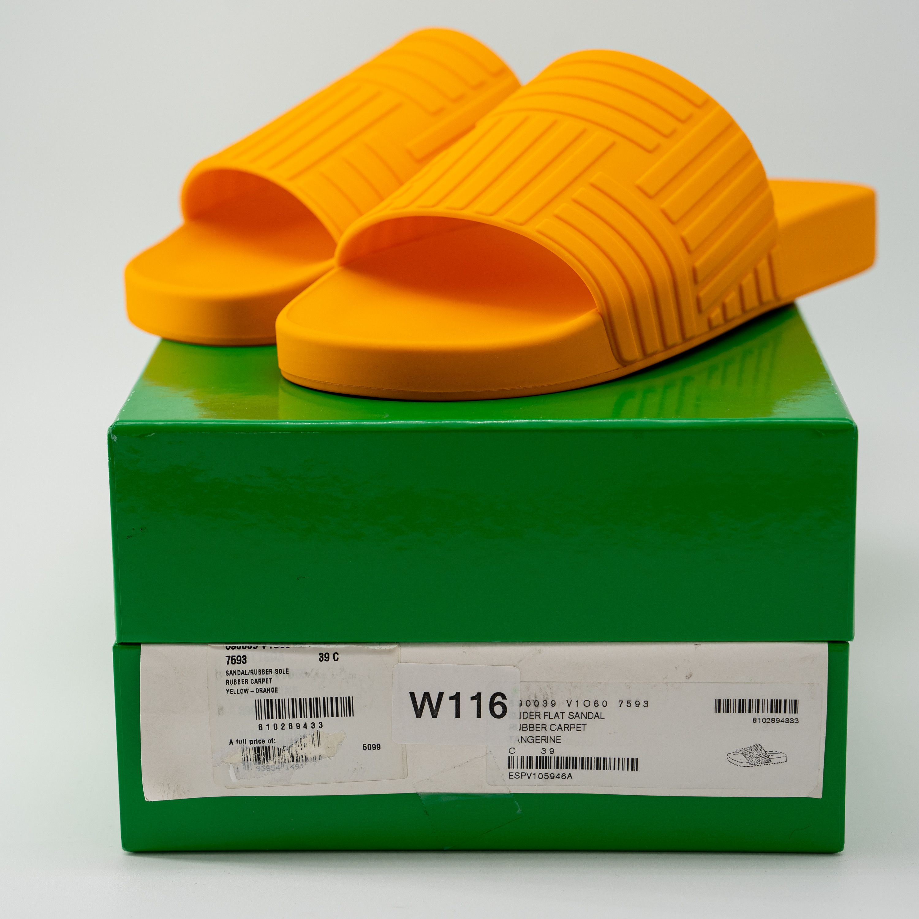 Bottega Veneta 37 7 us Bottega Veneta Rubber Slide Sandals Orange Tangerine Size US 7 / IT 37 - 8 Thumbnail
