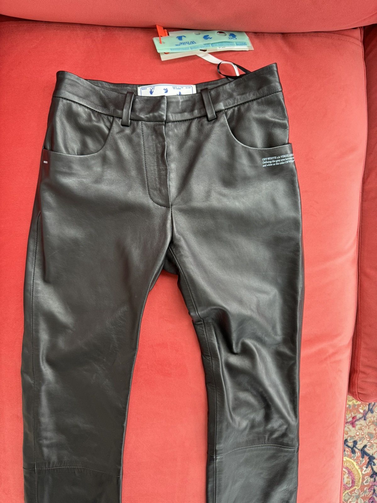Off-White New Off-White skinny-flared leather trousers, size XS int Size 26" / US 2 / IT 38 - 3 Thumbnail