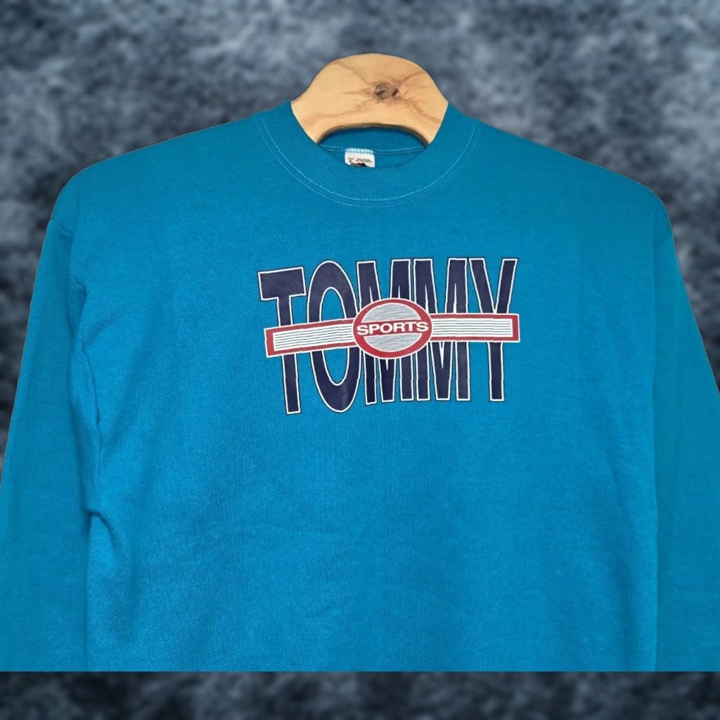Fruit Of The Loom VINTAGE Tommy Hilfiger Sweatshirt Mens XL Blue Crewneck Pullover Tommy Sports 90s Size US XL / EU 56 / 4 - 1 Thumbnail
