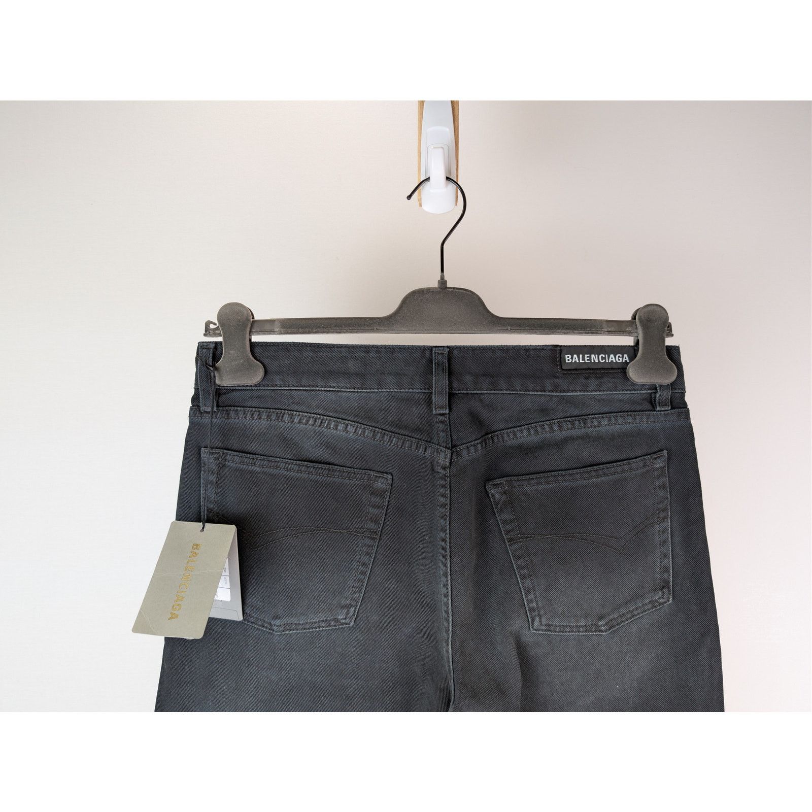 Balenciaga o1rshd1 CCRAB Soft Black Left Hand Denim Jeans Pants Size US 33 - 11 Thumbnail
