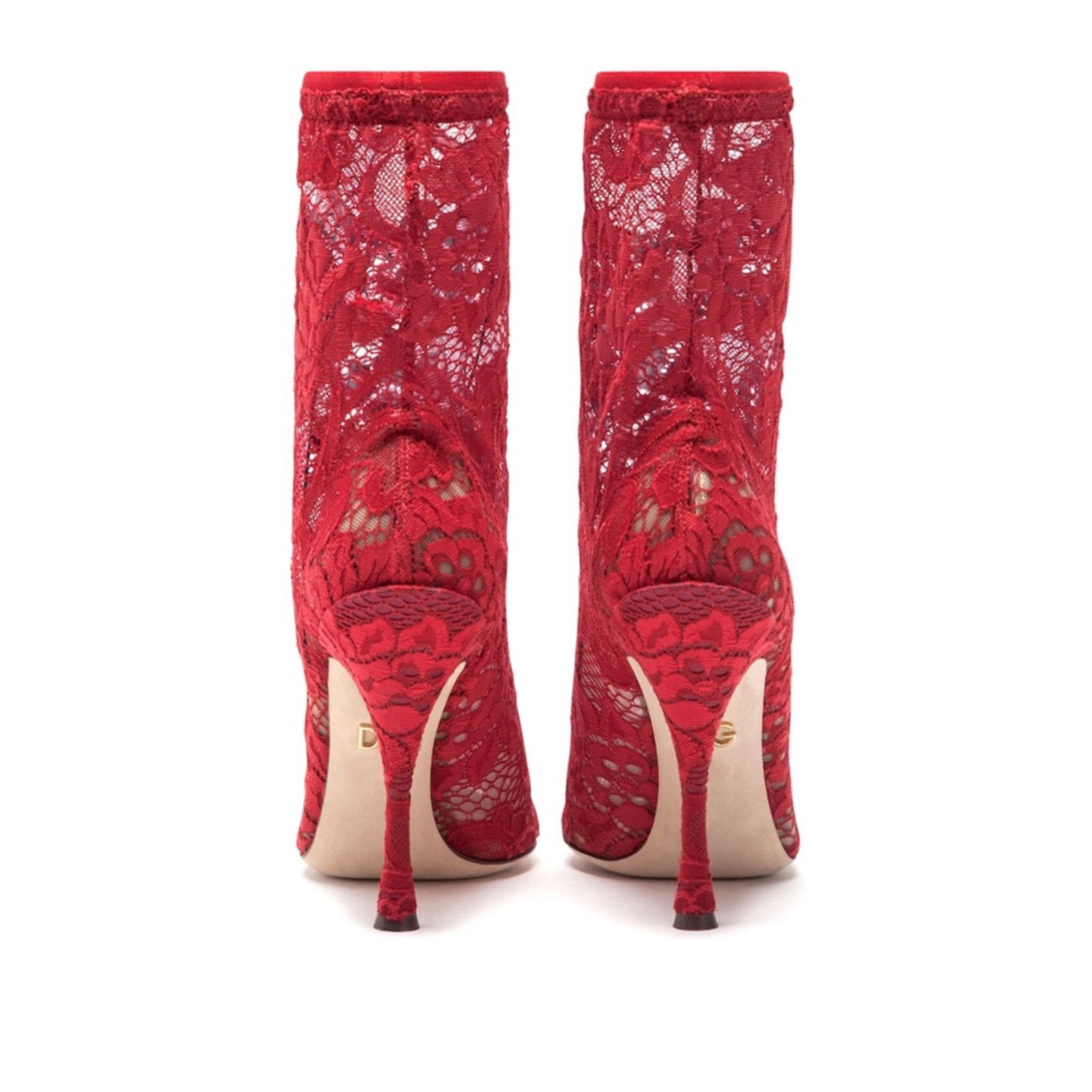 Dolce & Gabbana Dolce & Gabbana Stretch Lace Sock Ankle Boots Booties Red 36 Size US 6 / IT 36 - 3 Thumbnail