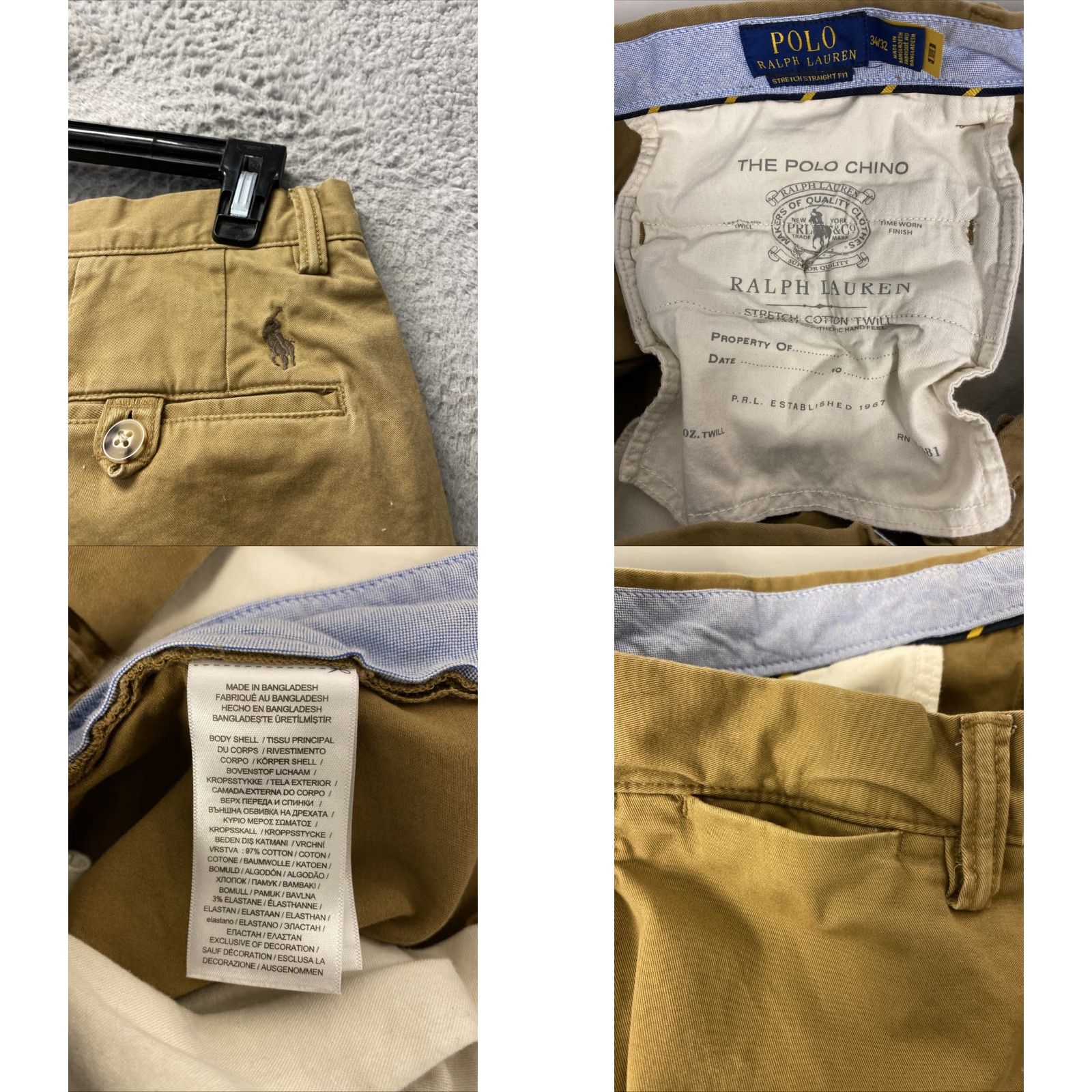 Polo Ralph Lauren Polo Ralph Lauren Mens Pants GOLDEN TAN Chino 34x32 Regular Straight Pocket Button Zip Size US S / EU 44-46 / 1 - 8 Thumbnail