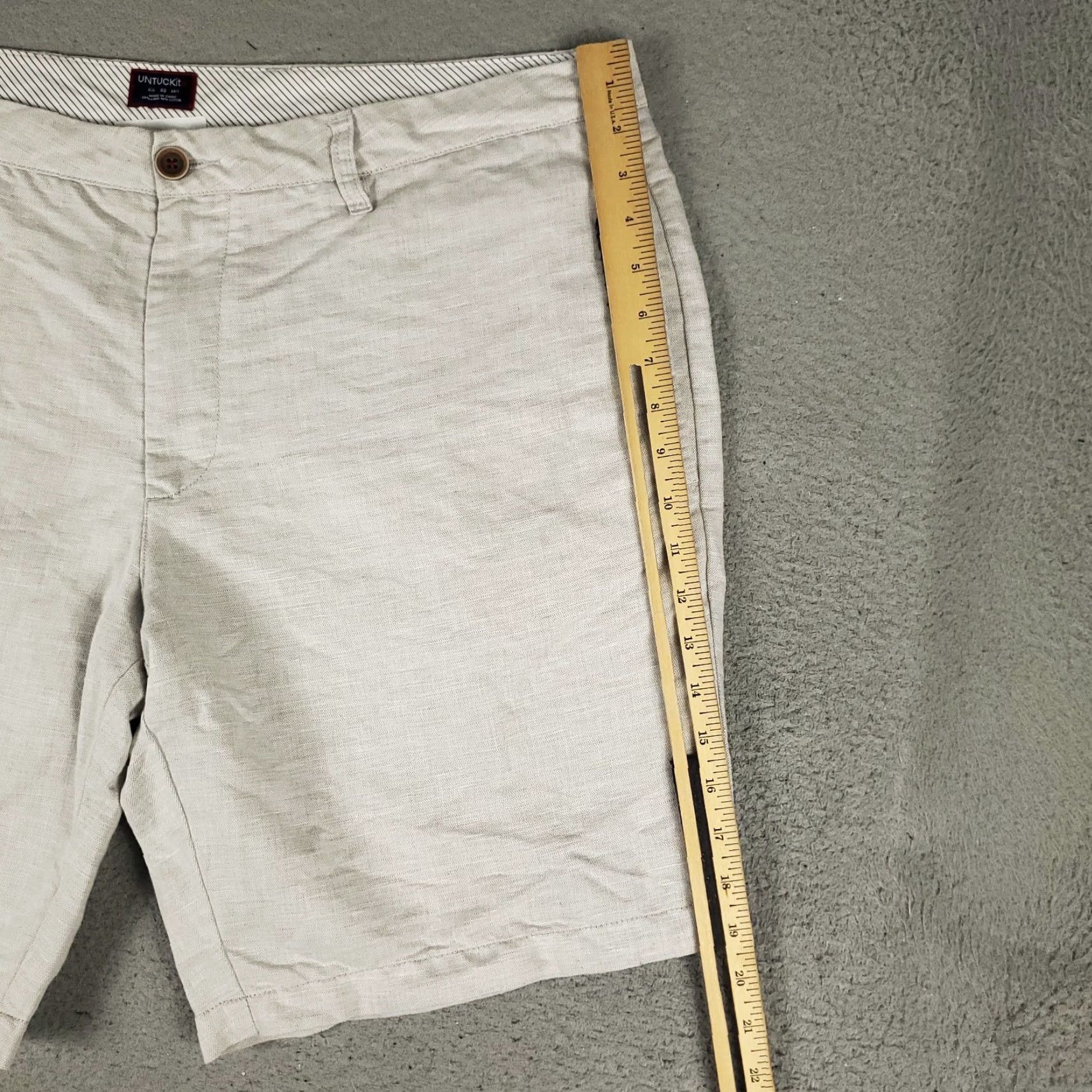 UNTUCKit UNTUCKit Mens Shorts Flat Front Chino Beige Cotton Linen Size 40 Regular Zip Pockets Mids? Size US 40 / EU 56 - 5 Thumbnail