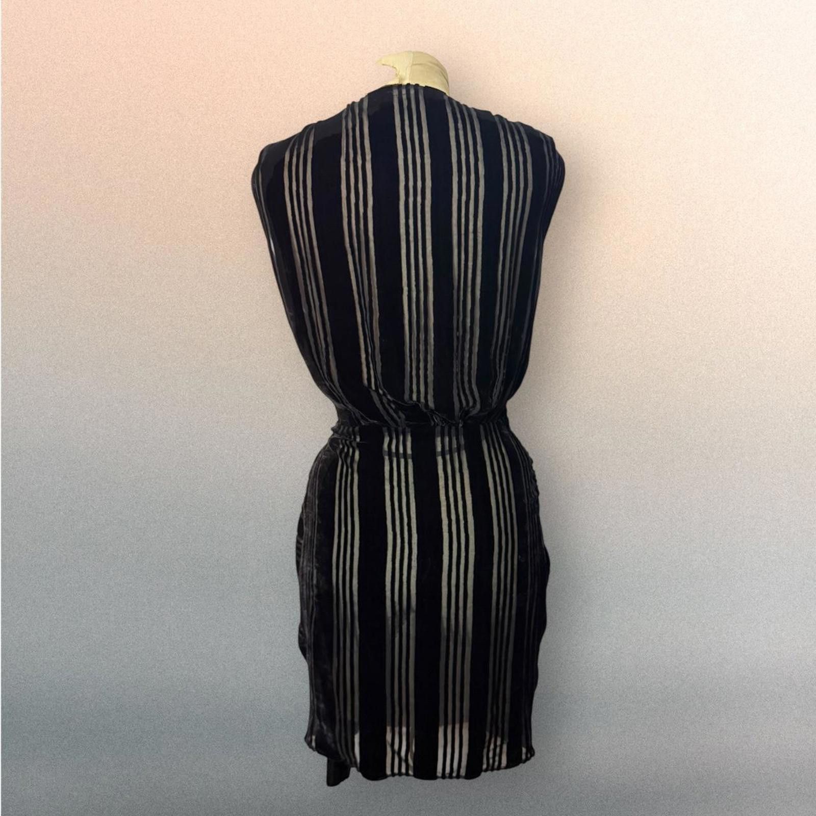 L'AGENCE L'Agence Black Striped Velvet Wrap Dress Size S Size S / US 4 / IT 40 - 2 Thumbnail