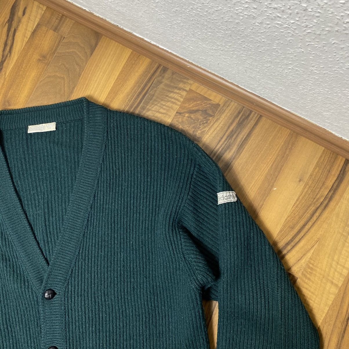 Adidas Vintage 80s Wool Cardigan Adidas Green Size US M / EU 48-50 / 2 - 4 Thumbnail