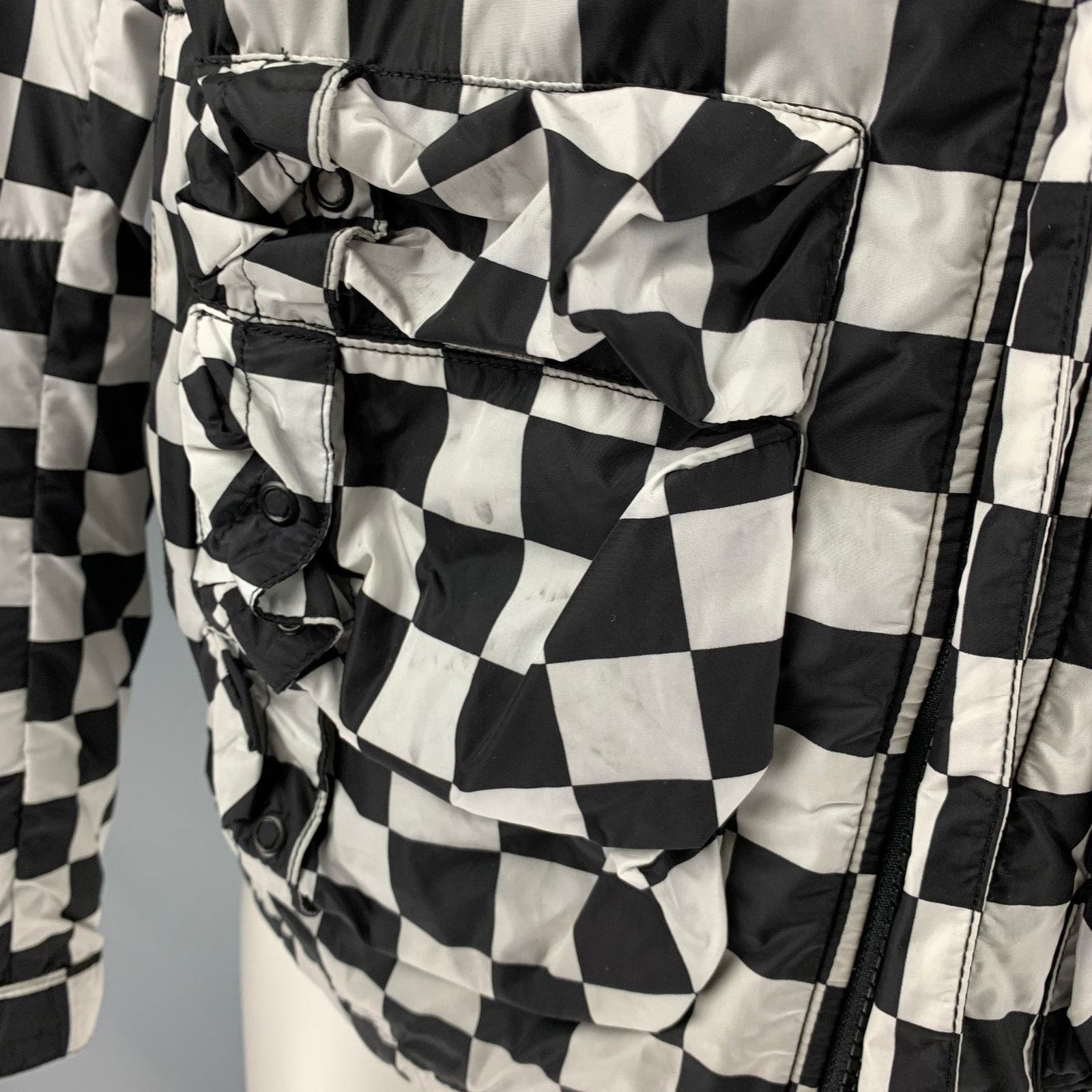 Nick Wooster NICK WOOSTER M Black White Checkered Nylon Hooded Jacket Size US M / EU 48-50 / 2 - 4 Thumbnail