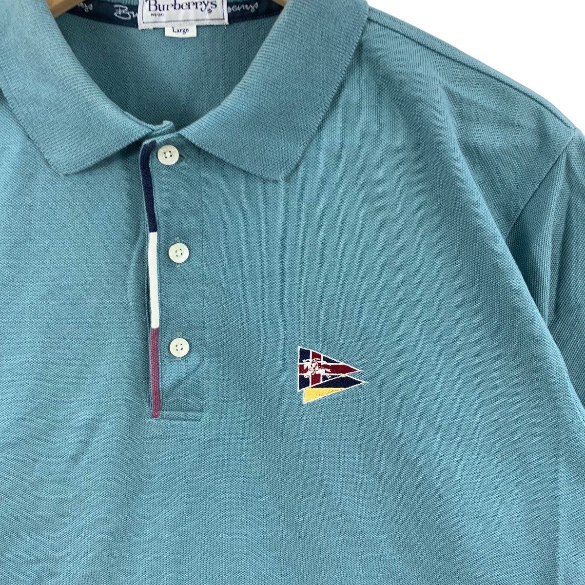 Burberry Vintage 90s BURBERRY LONDON Patch Crest Logo Polo Tee Shirt Size US L / EU 52-54 / 3 - 5 Thumbnail