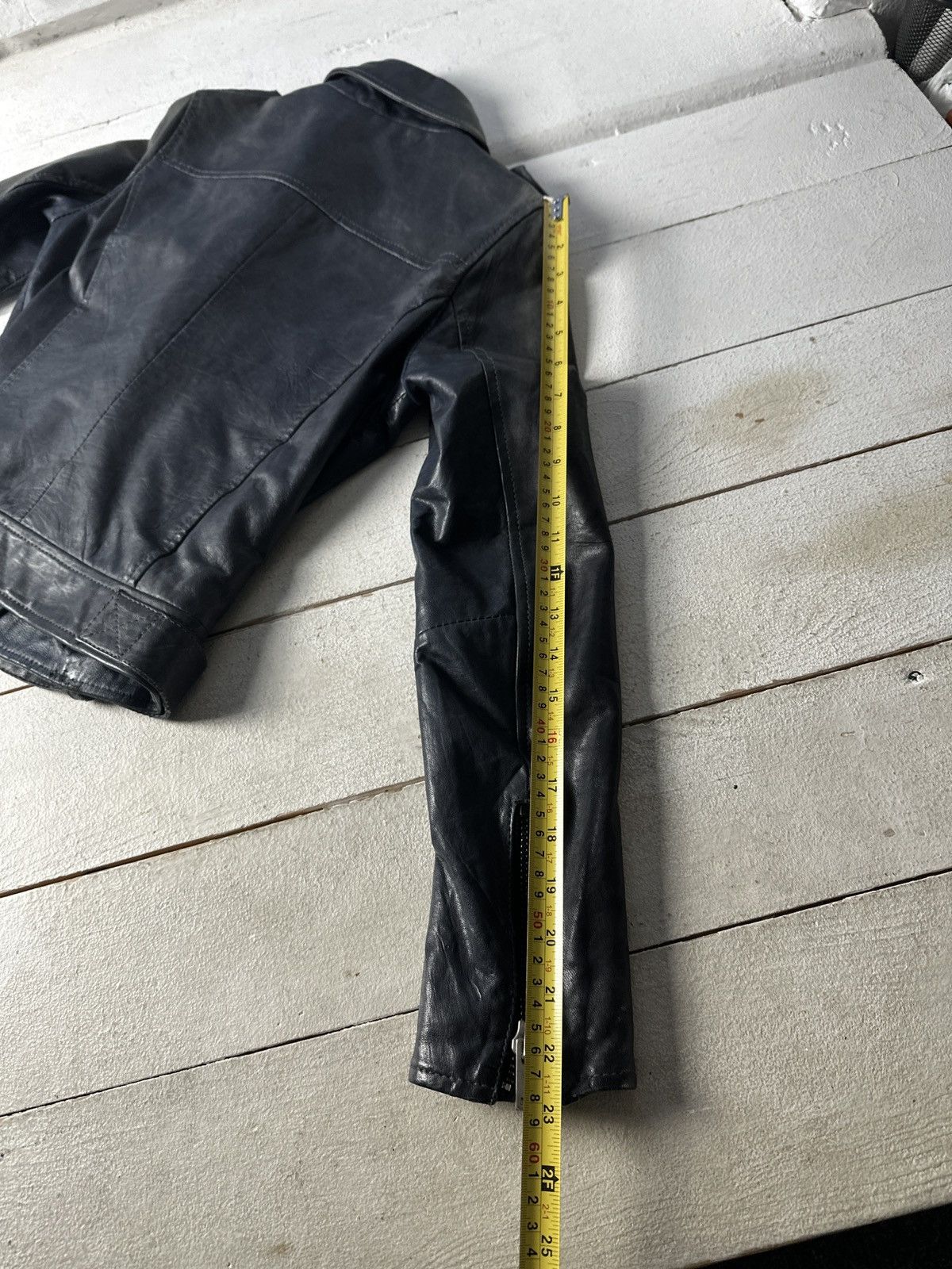 Other 🚨Y2K RICK OWENS TYPE DIRTY SLIM FIT ZIP LEATHER JACKET Size S / US 4 / IT 40 - 19 Thumbnail