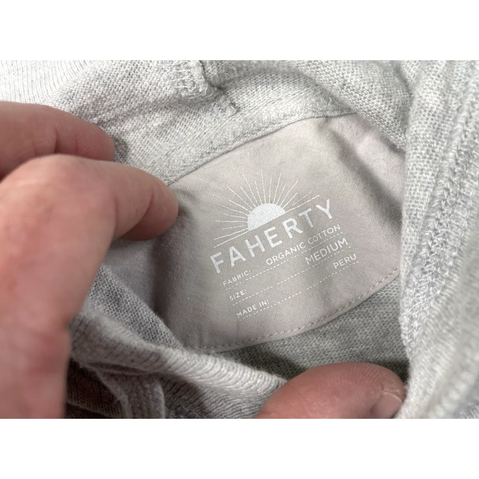 Faherty Faherty Hoodie Mens Regular Medium Slub Lightweight Pullover Drawstring Hooded Gray Cotton Jersey Size US M / EU 48-50 / 2 - 4 Thumbnail