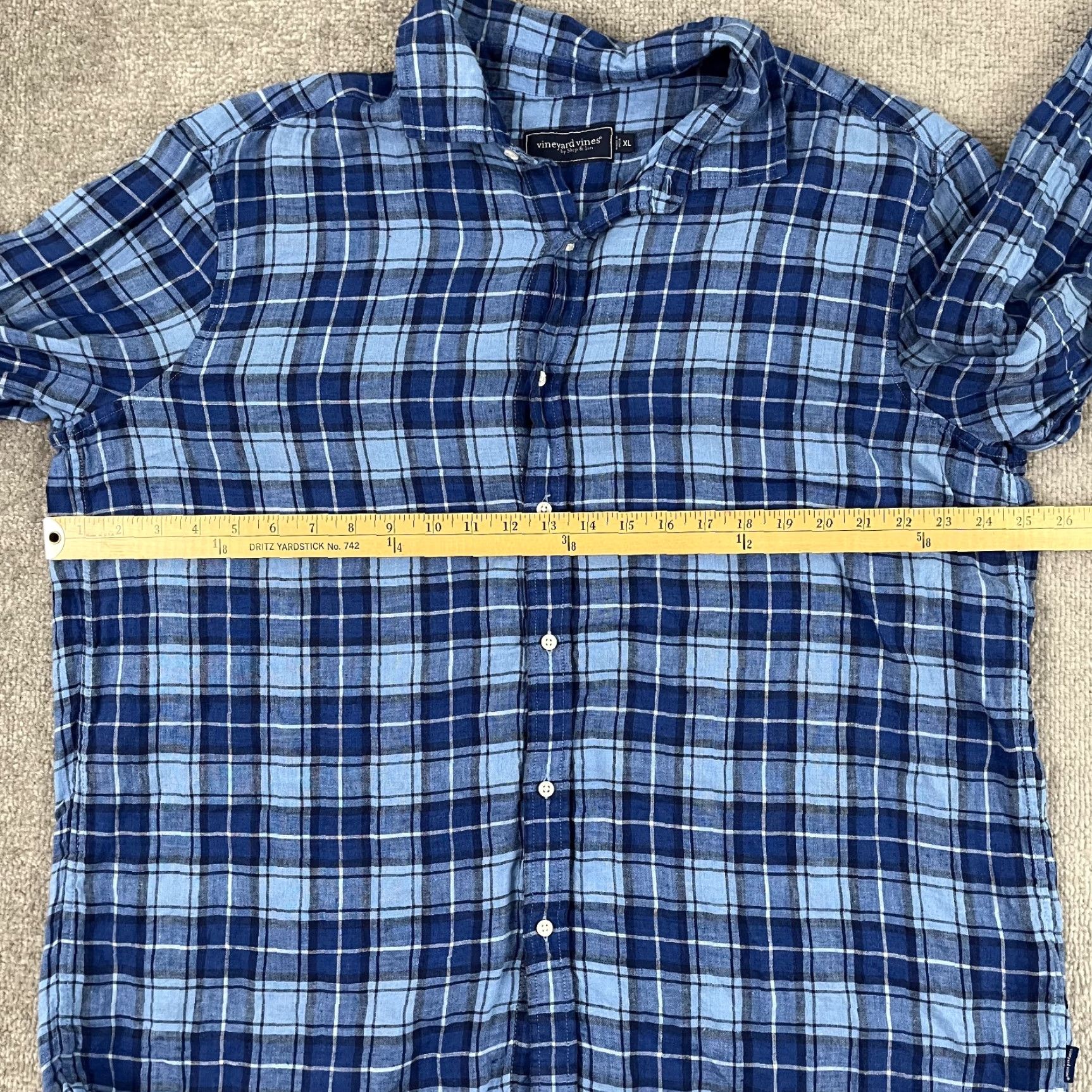 Vineyard Vines Vineyard Vines Shirt Mens XL Extra Large Blue Plaid 100% Linen Button-Up Preppy Size US XL / EU 56 / 4 - 6 Thumbnail
